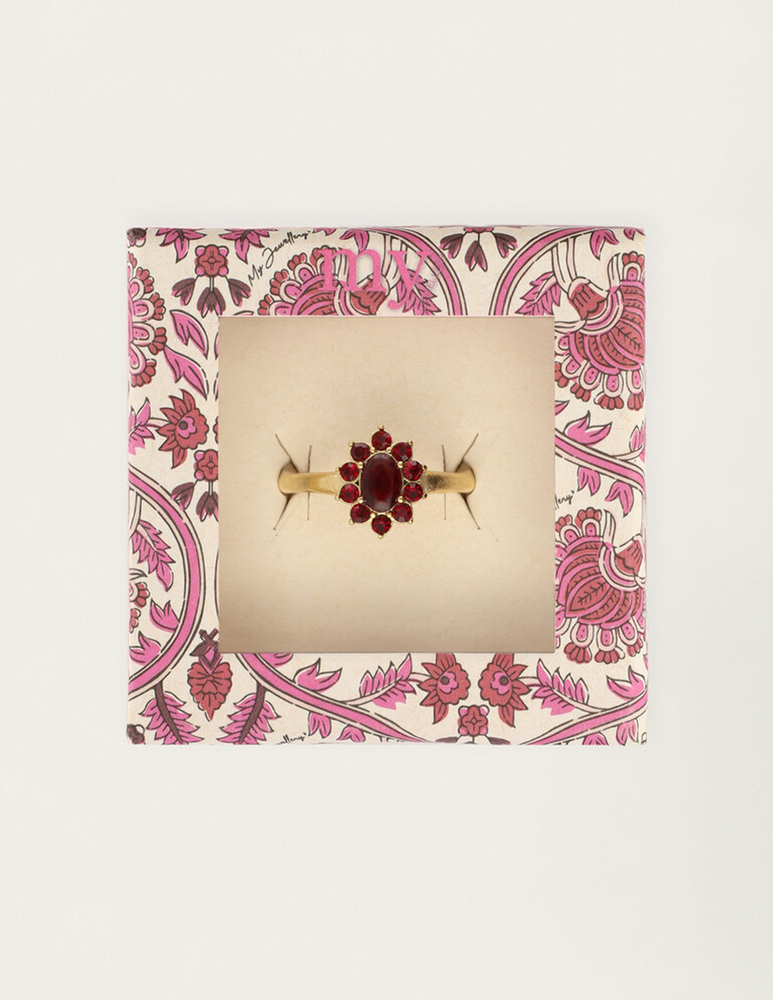 My Jewellery Mystic vintage ring met rode stenen MJ14278 Goud