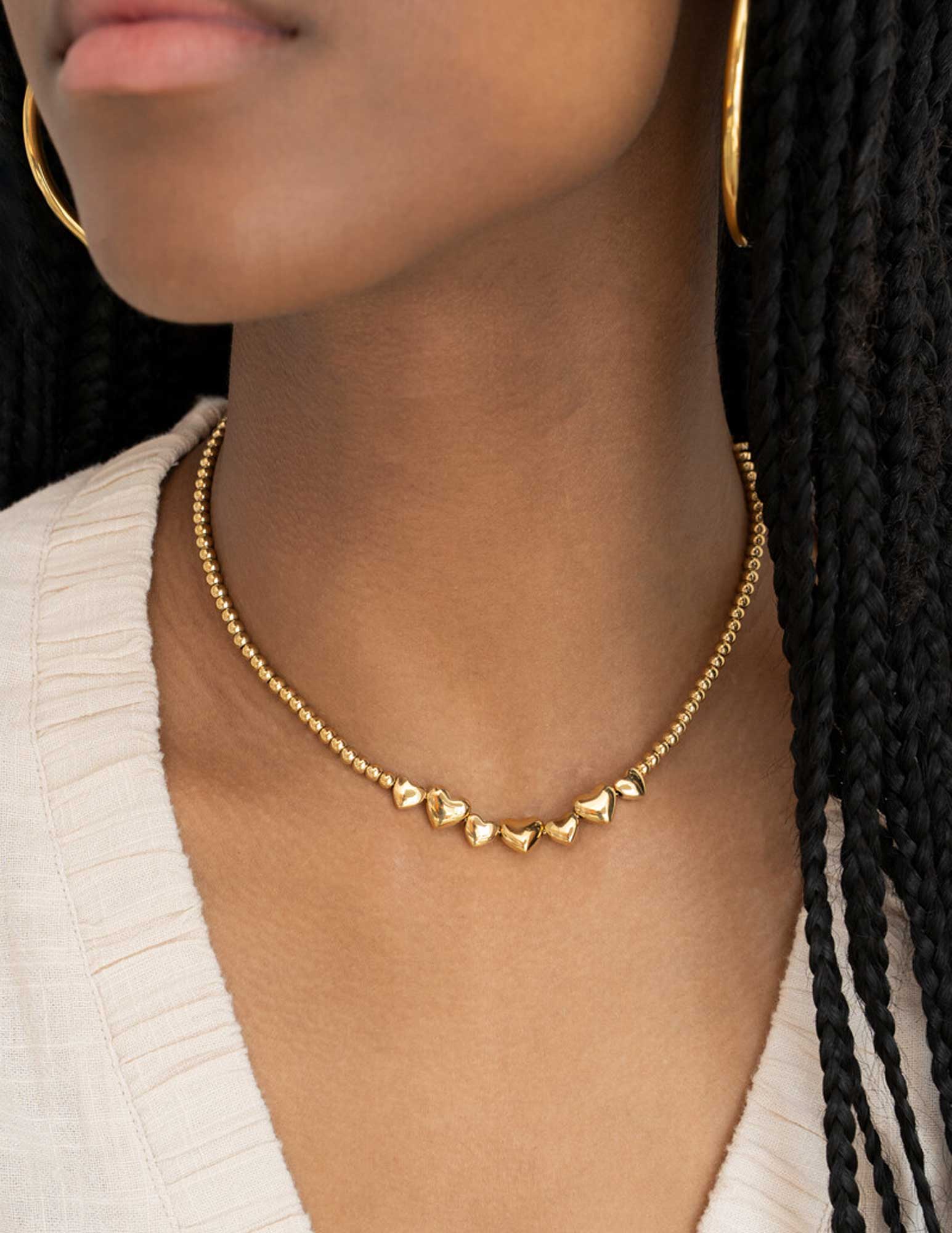 My Jewellery Steel beads heart ketting MJ13711 Goud