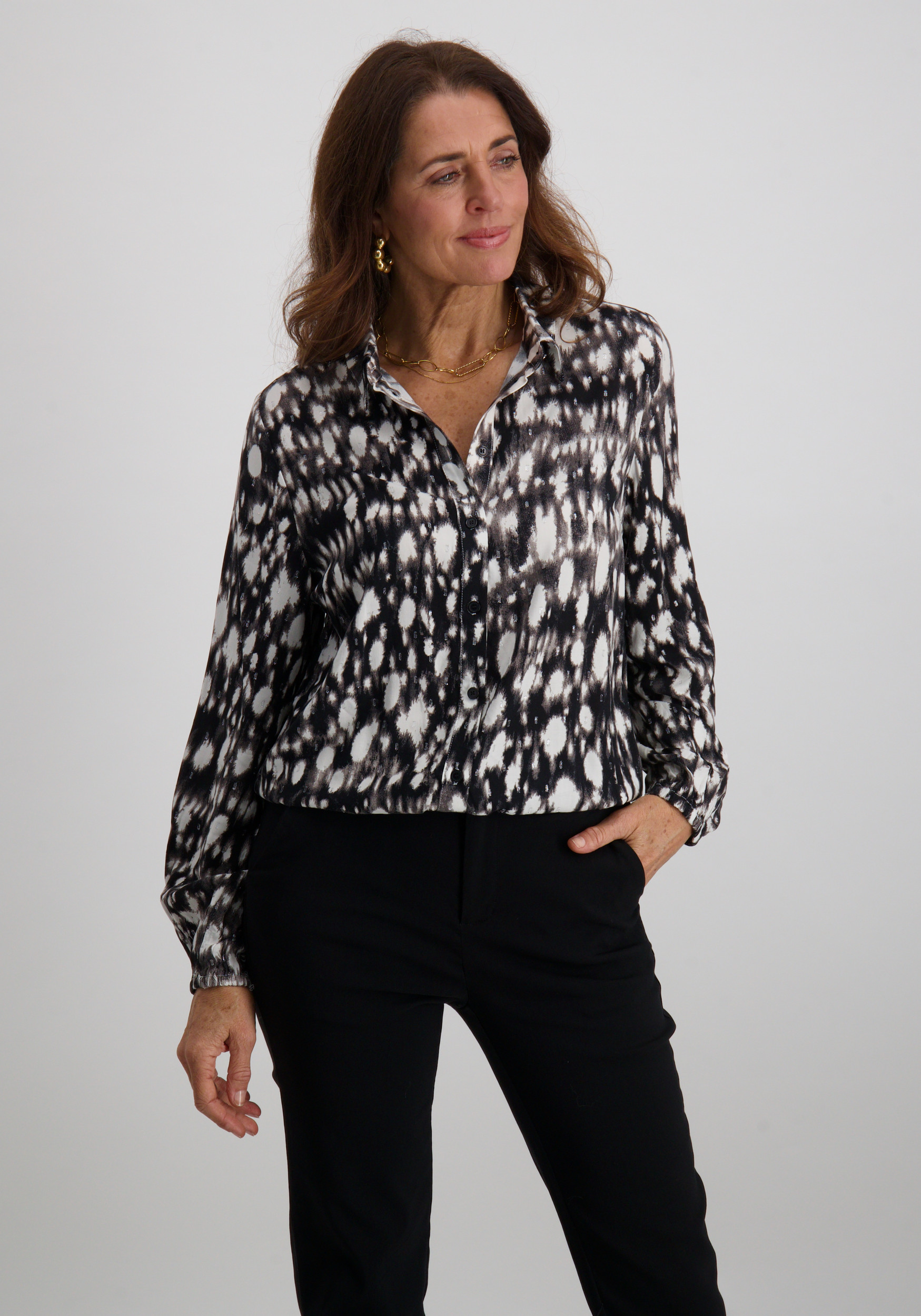 Tramontana Blouse louded dots C39-18-301 Zwart/Wit