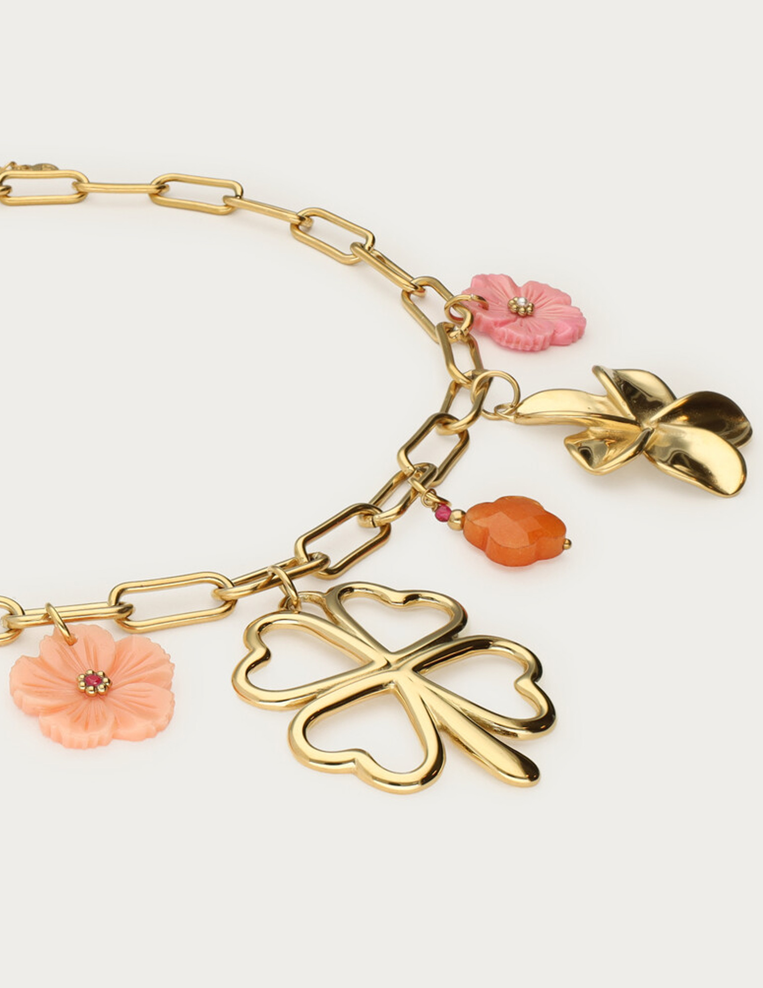 My Jewellery Botanical bedel ketting met klaver MJ13752 Goud