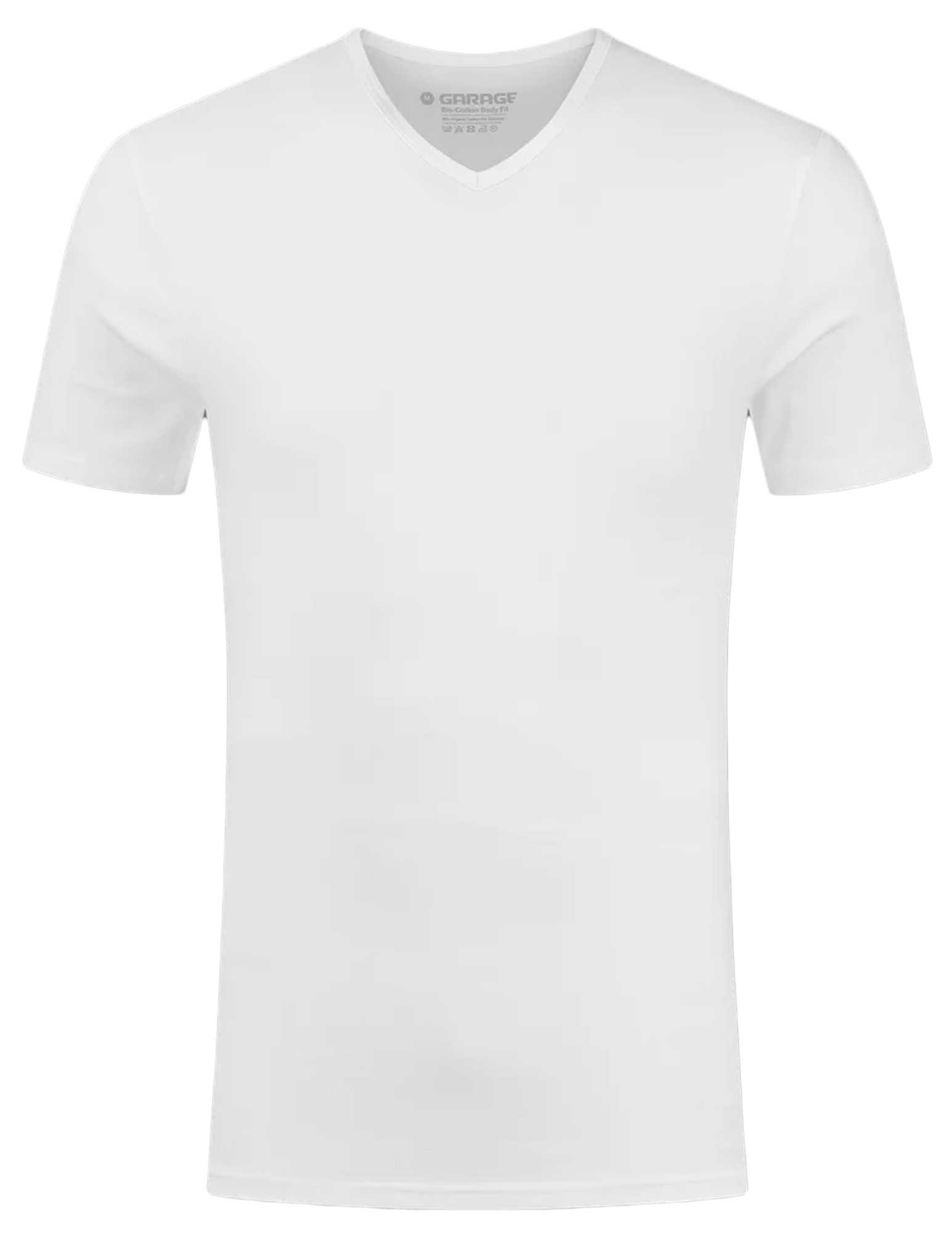 Garage Basic bodyfit t-shirt V-hals 0202 Wit