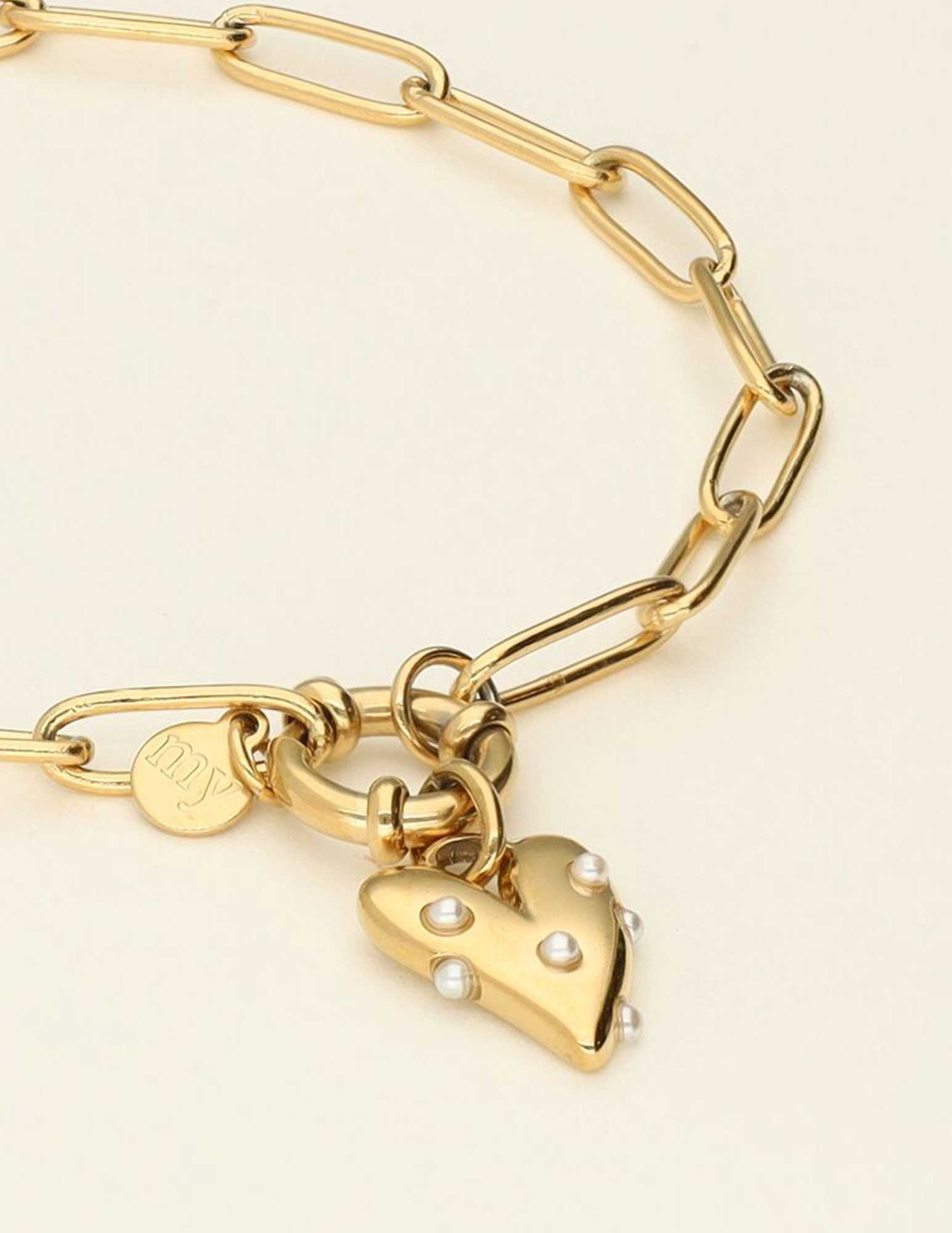 My Jewellery Armband met hart en parels MJ09245 Goud