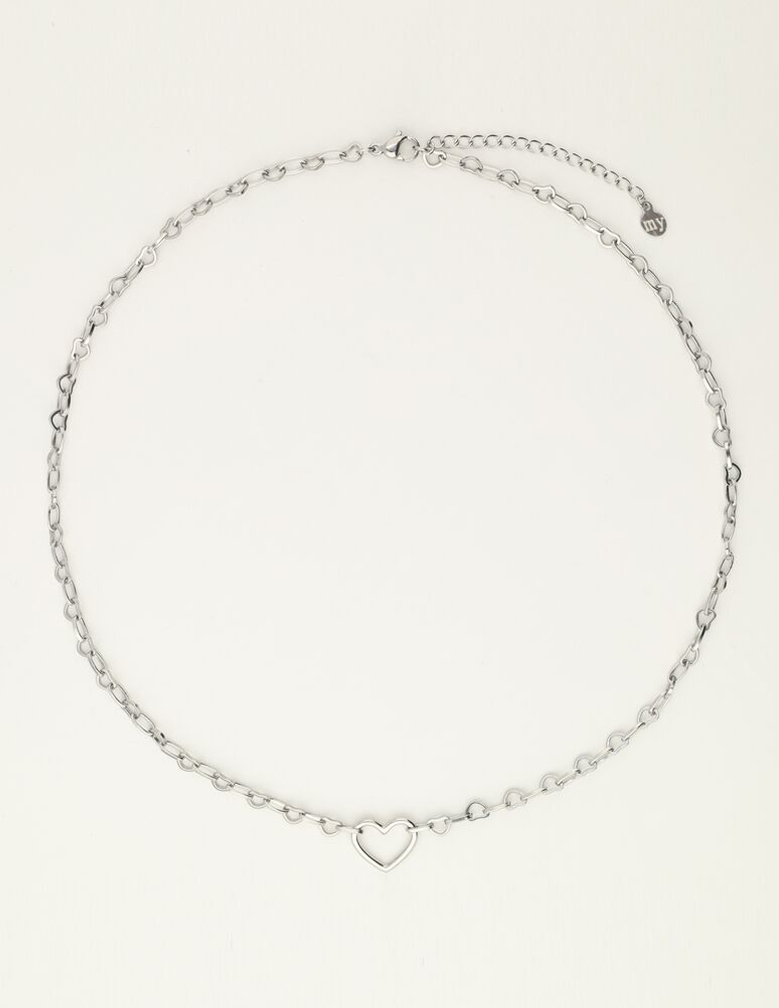 My Jewellery Schakelketting met klein open hart bedel MJ09694 Zilver