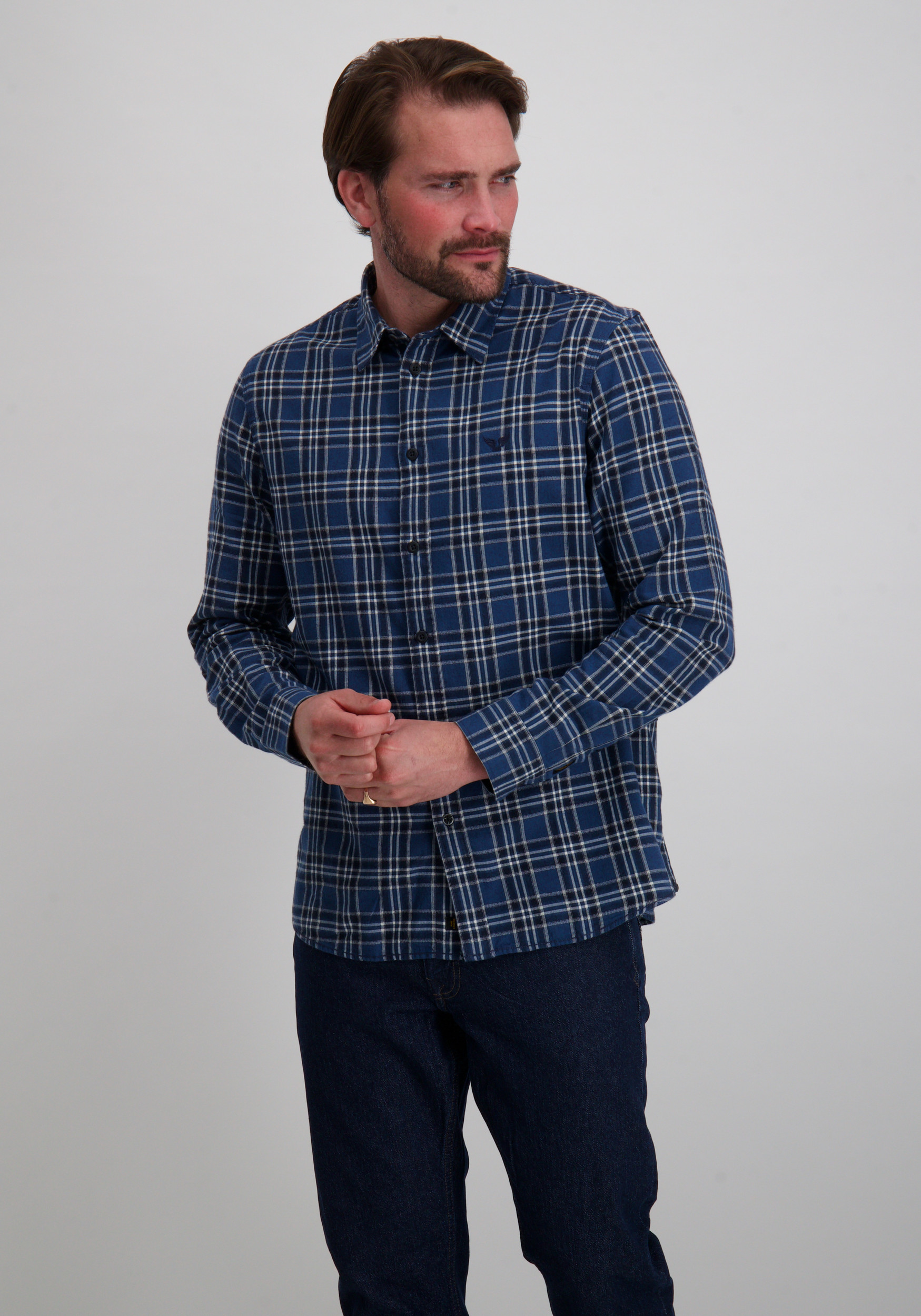 PME Legend Overhemd geruit PSI2510201 Donker blauw