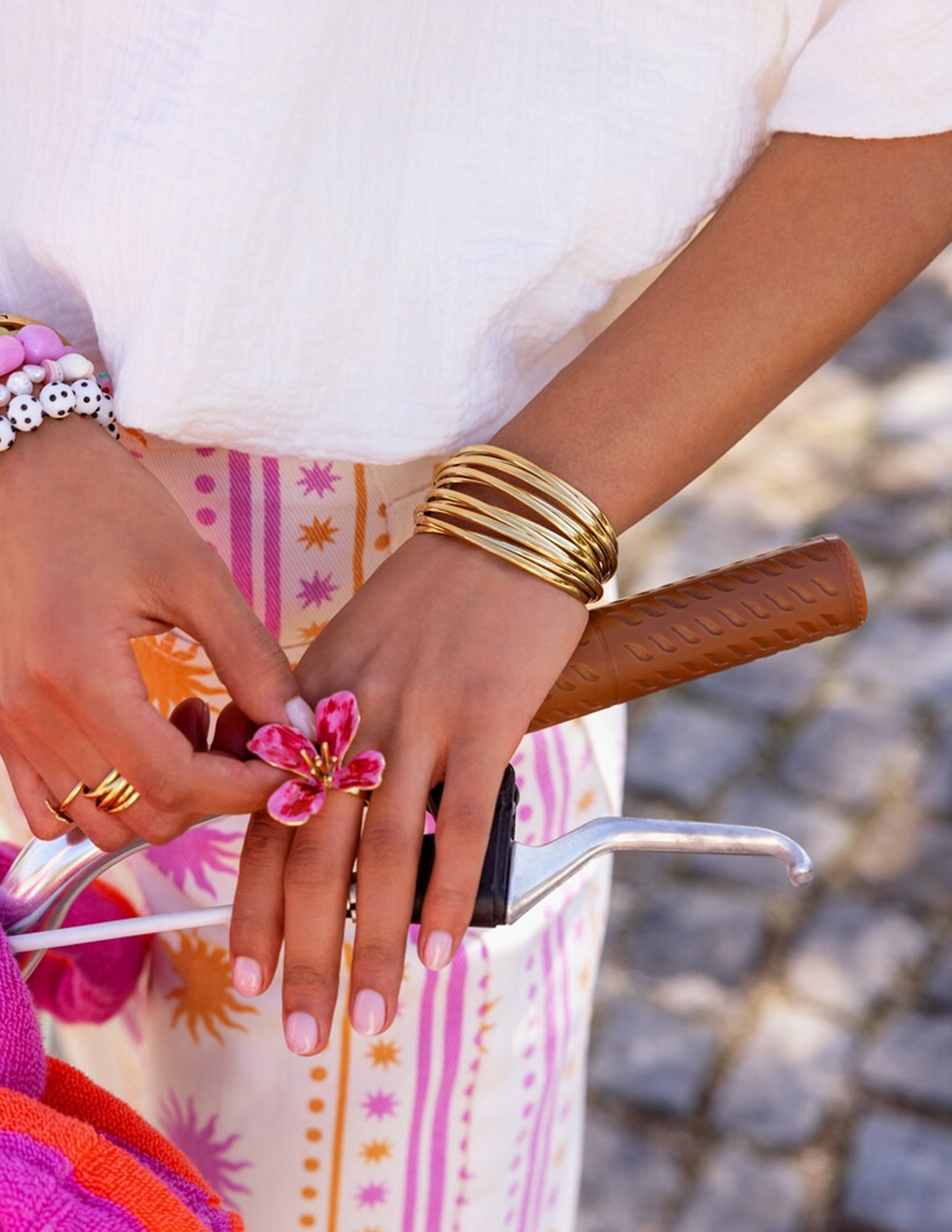My Jewellery Tropical roze statement ring met bloem MJ15623 Goud