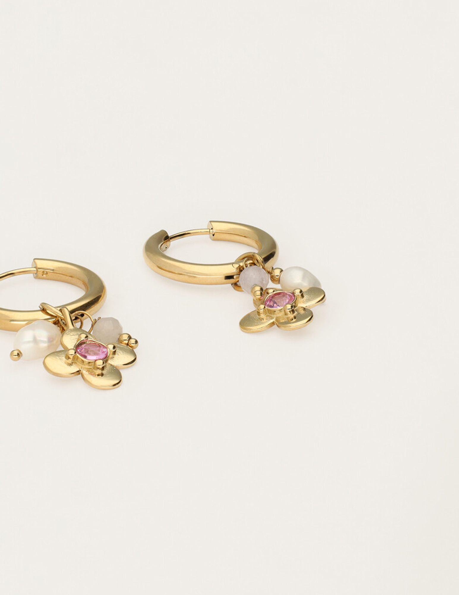 My Jewellery Botanical oorringen met bloem en strass MJ15448 Goud