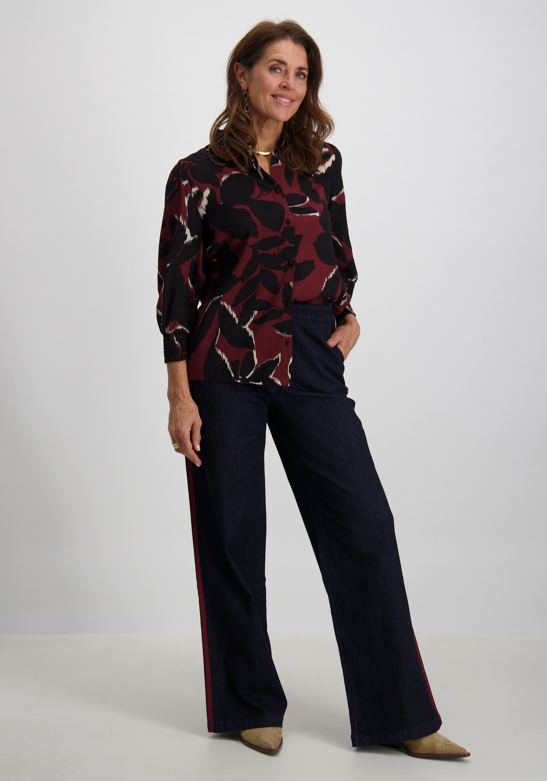 Geisha Broek met bies 51503-10 Donker blauw