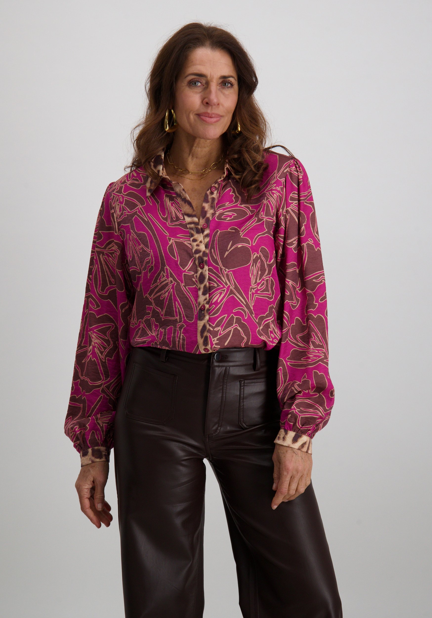 Geisha Blouse all-over print 53937-20 Bruin