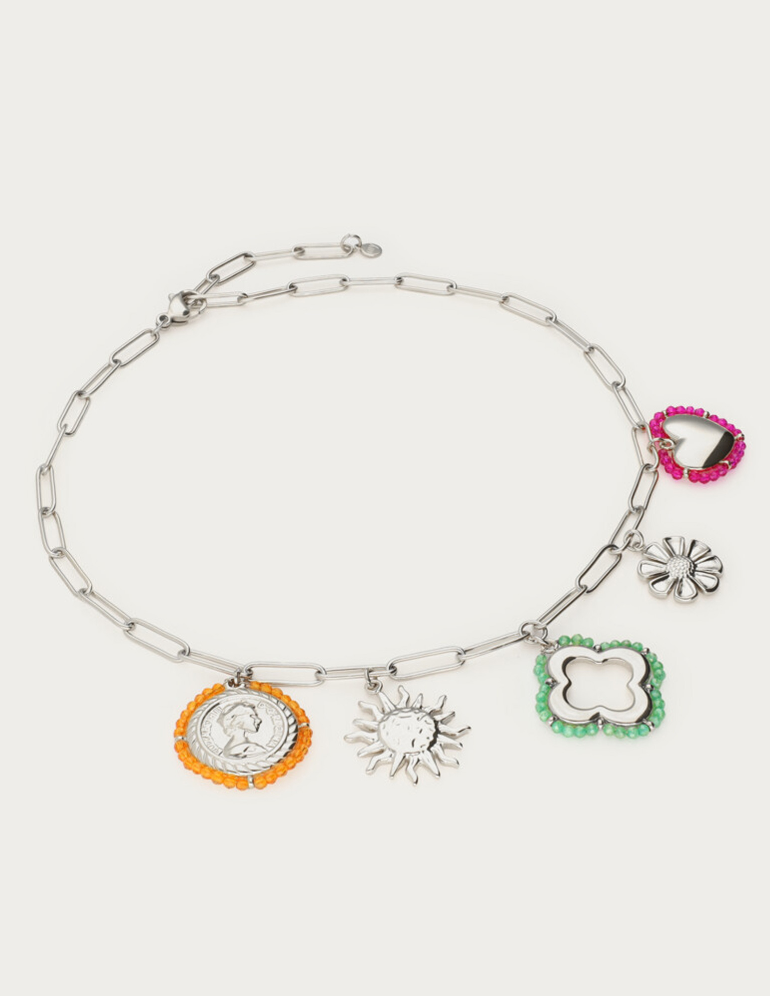 My Jewellery Sunrocks bedelketting met kralen MJ12617 Zilver