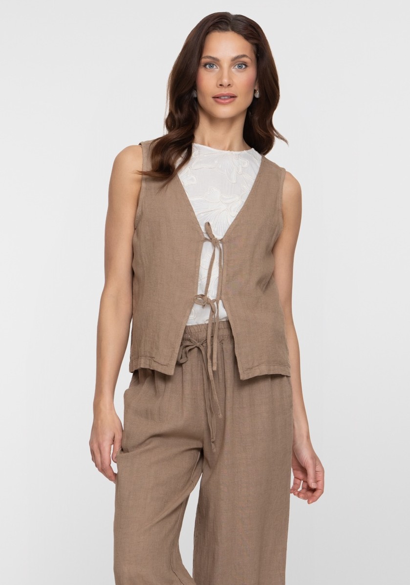 Geisha Gilet linnen 65391-70 Groen