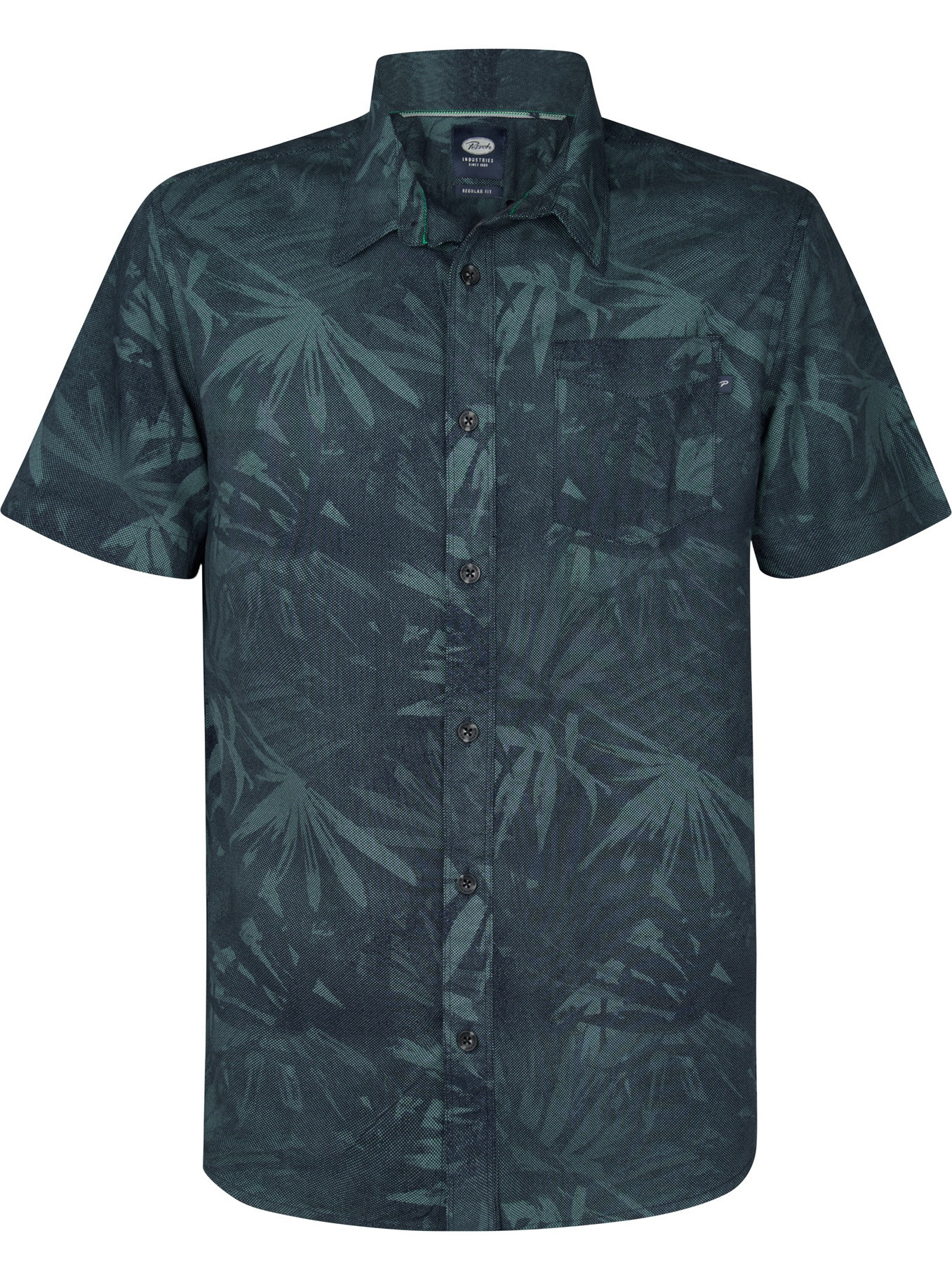 Petrol Overhemd met print M-1050-SIS435 Petrol