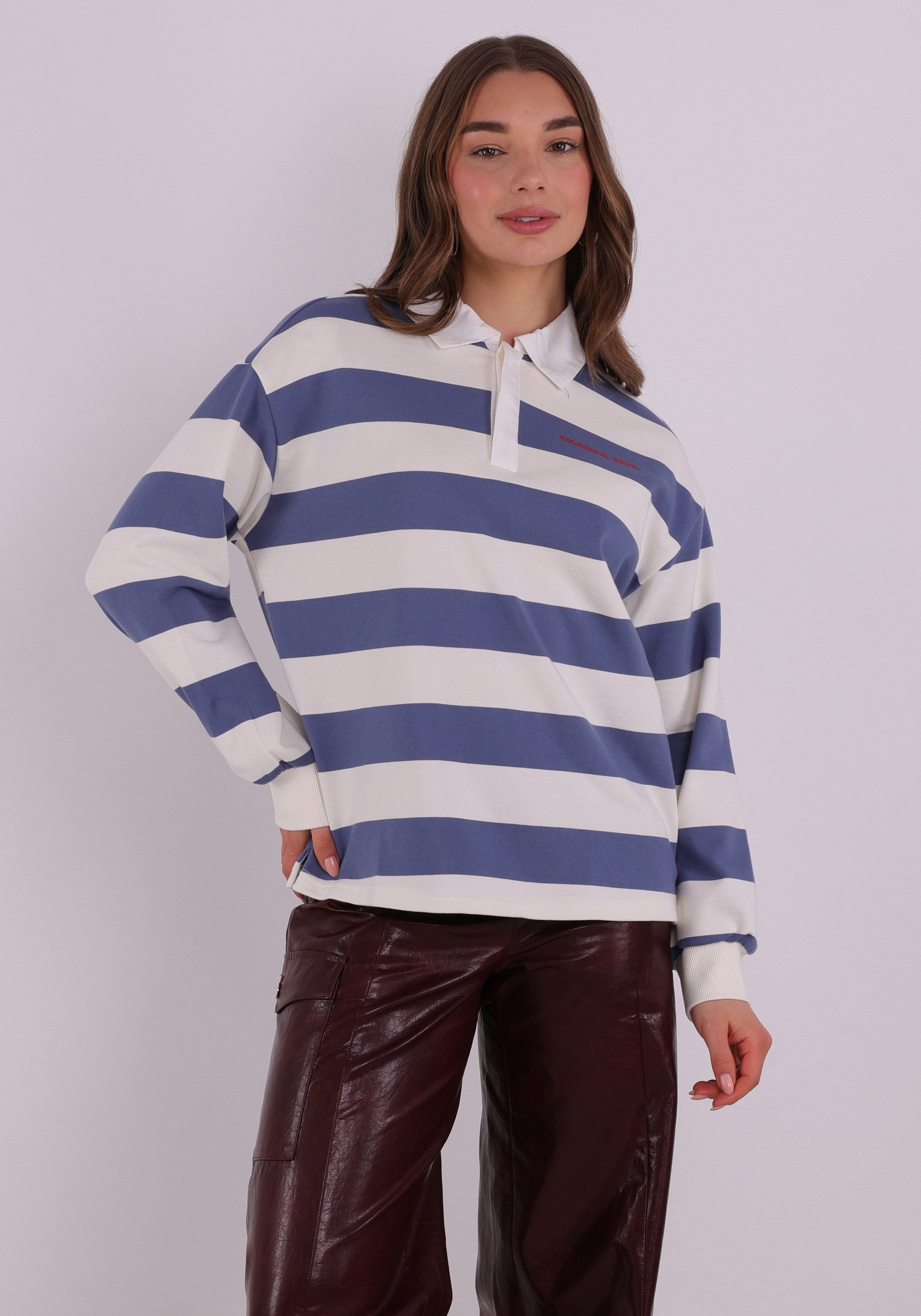 Colourful Rebel Sweater Skyler striped 33 WS417625 Raf blauw