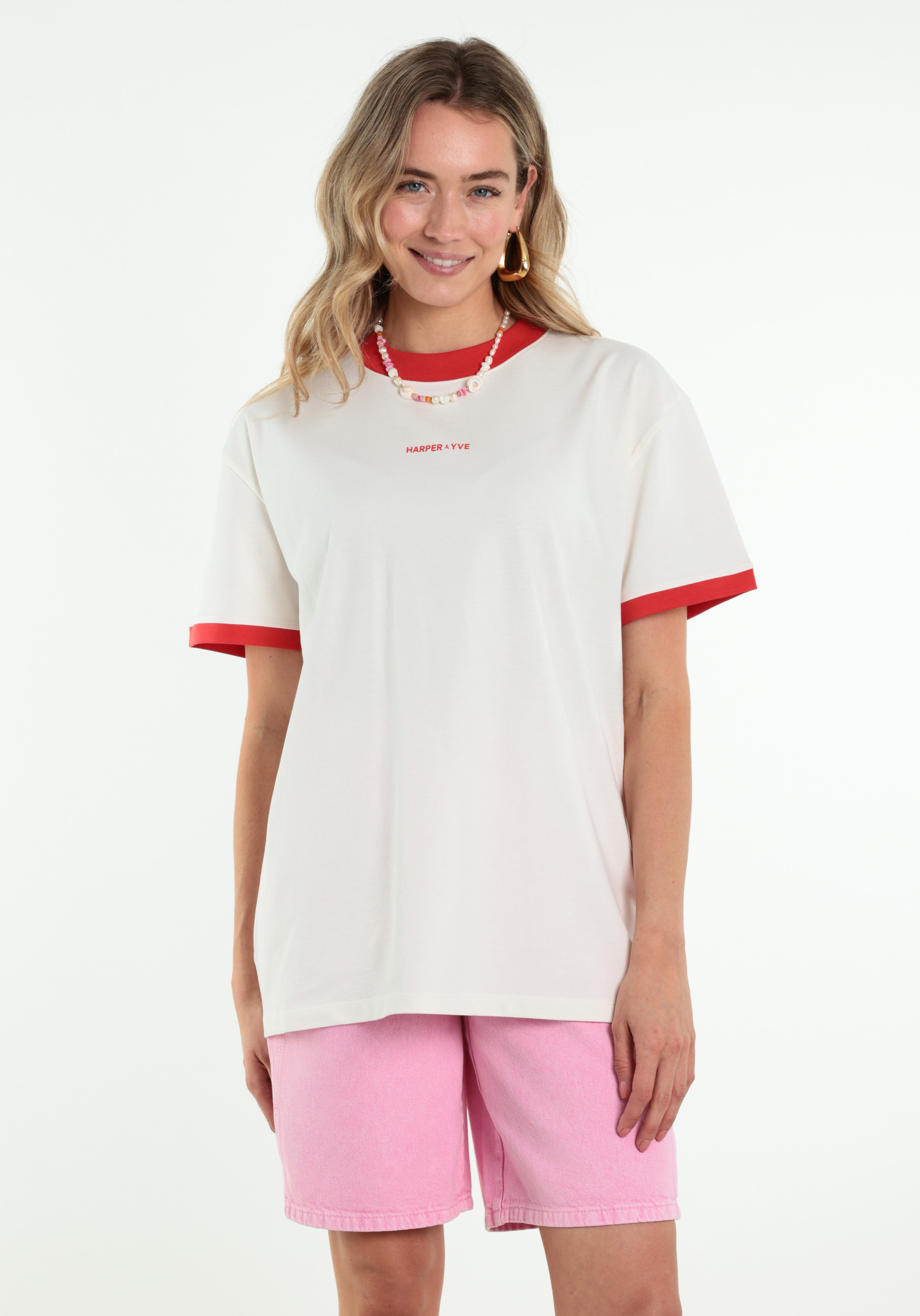 Harper & Yve T-shirt Bum Bum HS6Y300 Wolwit-ecru