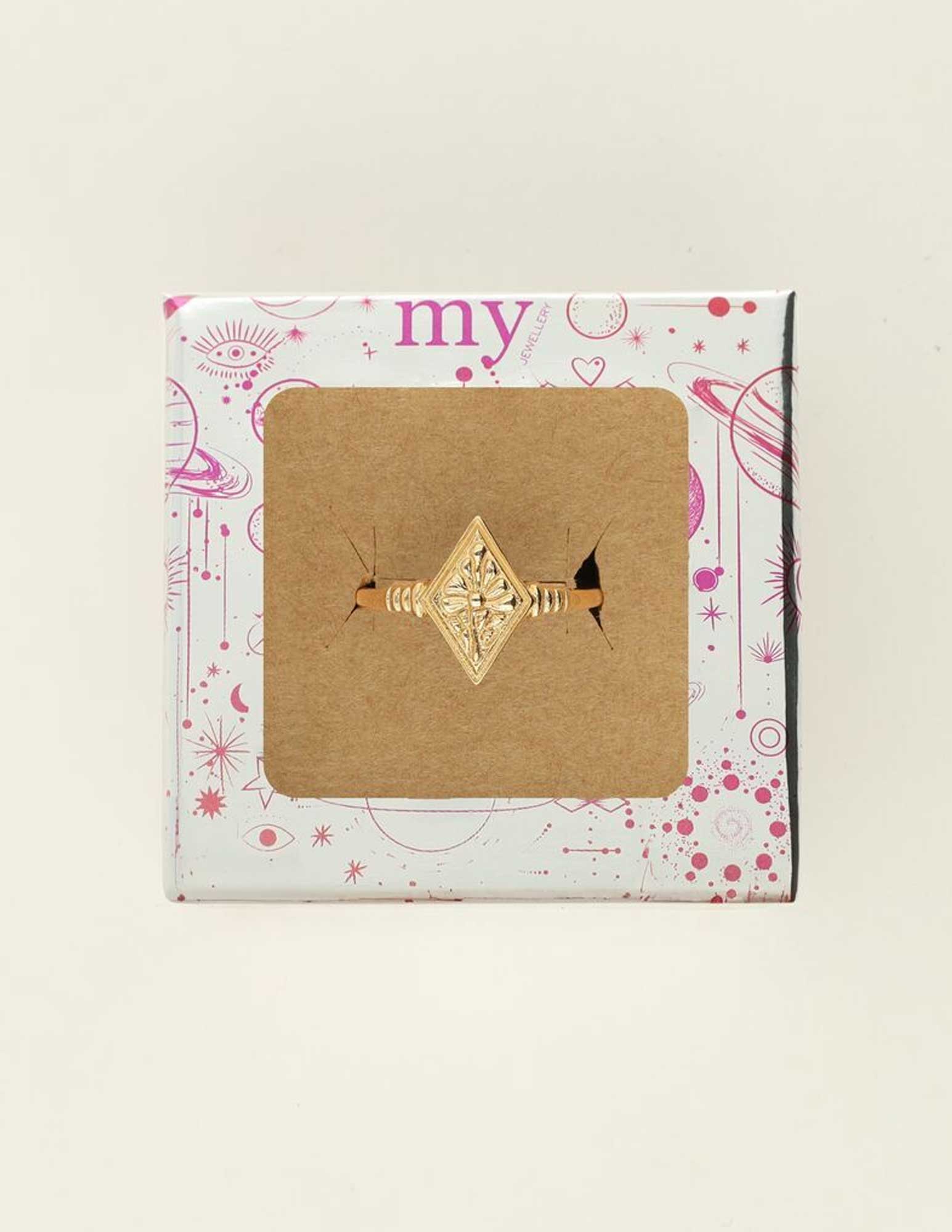 My Jewellery Universe geruite ring MJ09528 Goud