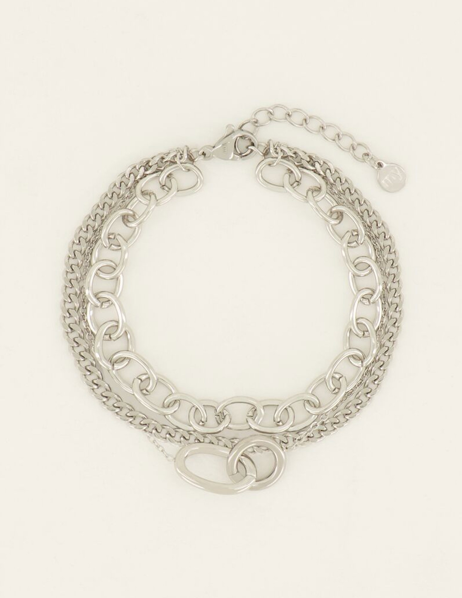 My Jewellery Armband 3 lagen met schakels MJ07698 Zilver