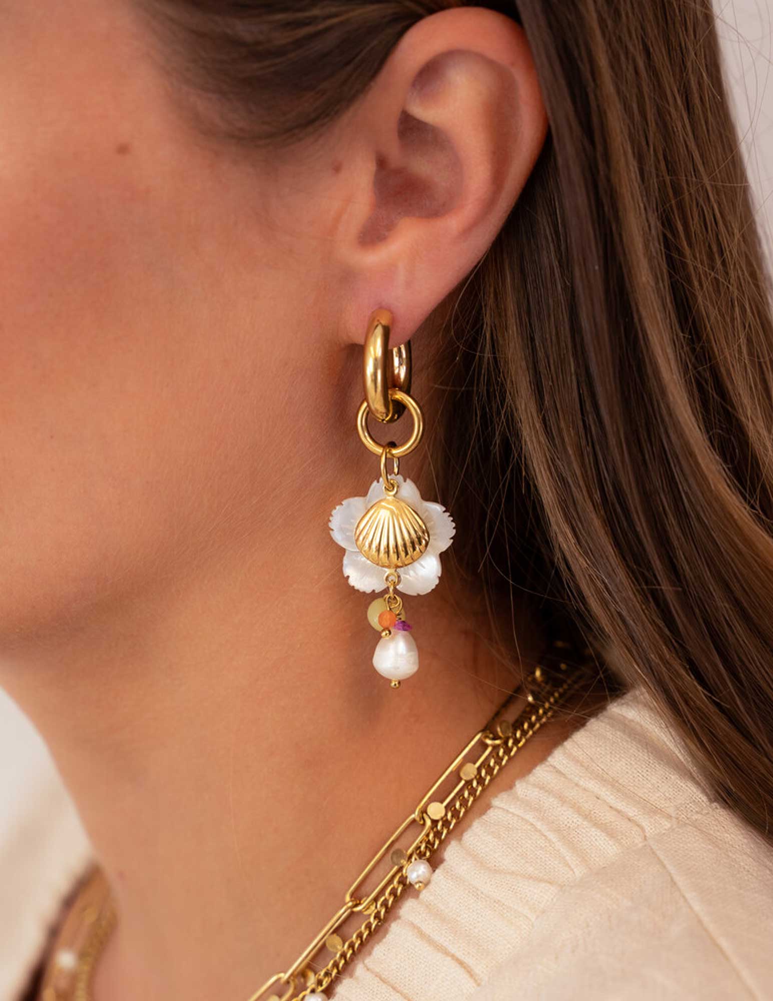 My Jewellery Fruits de Mer oorringen schelp MJ13167 Goud