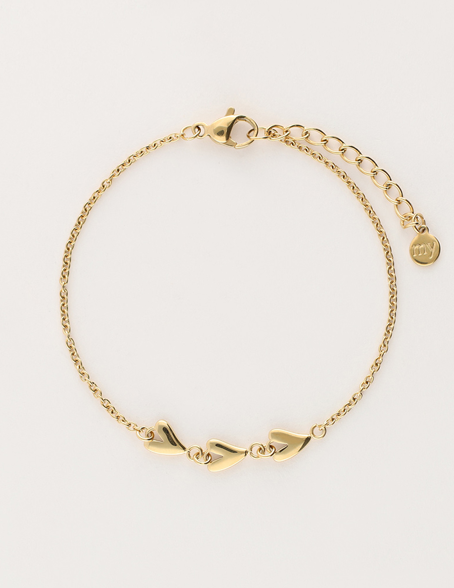 My Jewellery Armband met drie hartjes MJ12127 Goud