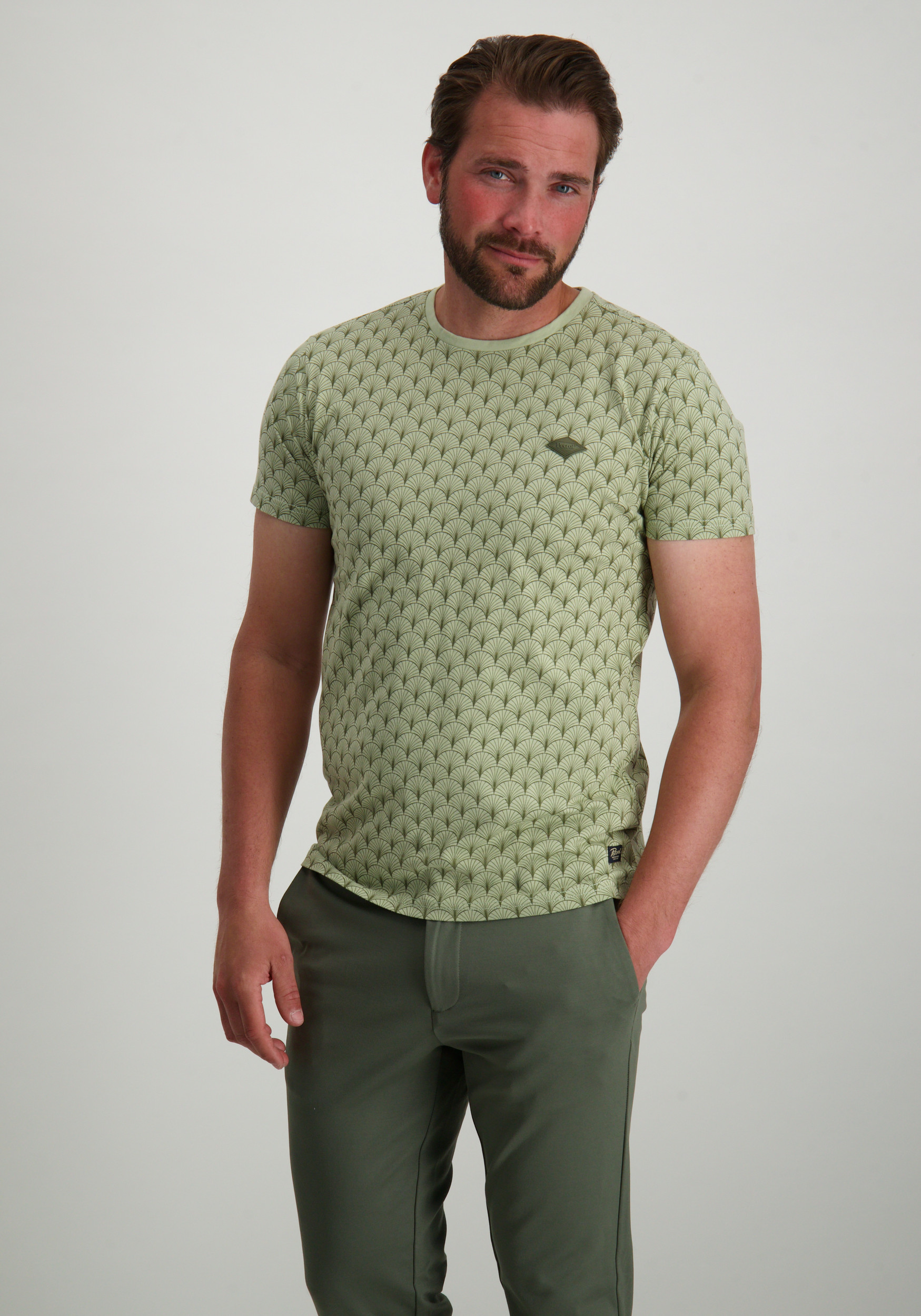 Petrol T-shirt all-over patroon M-1050-TSR158 Licht groen