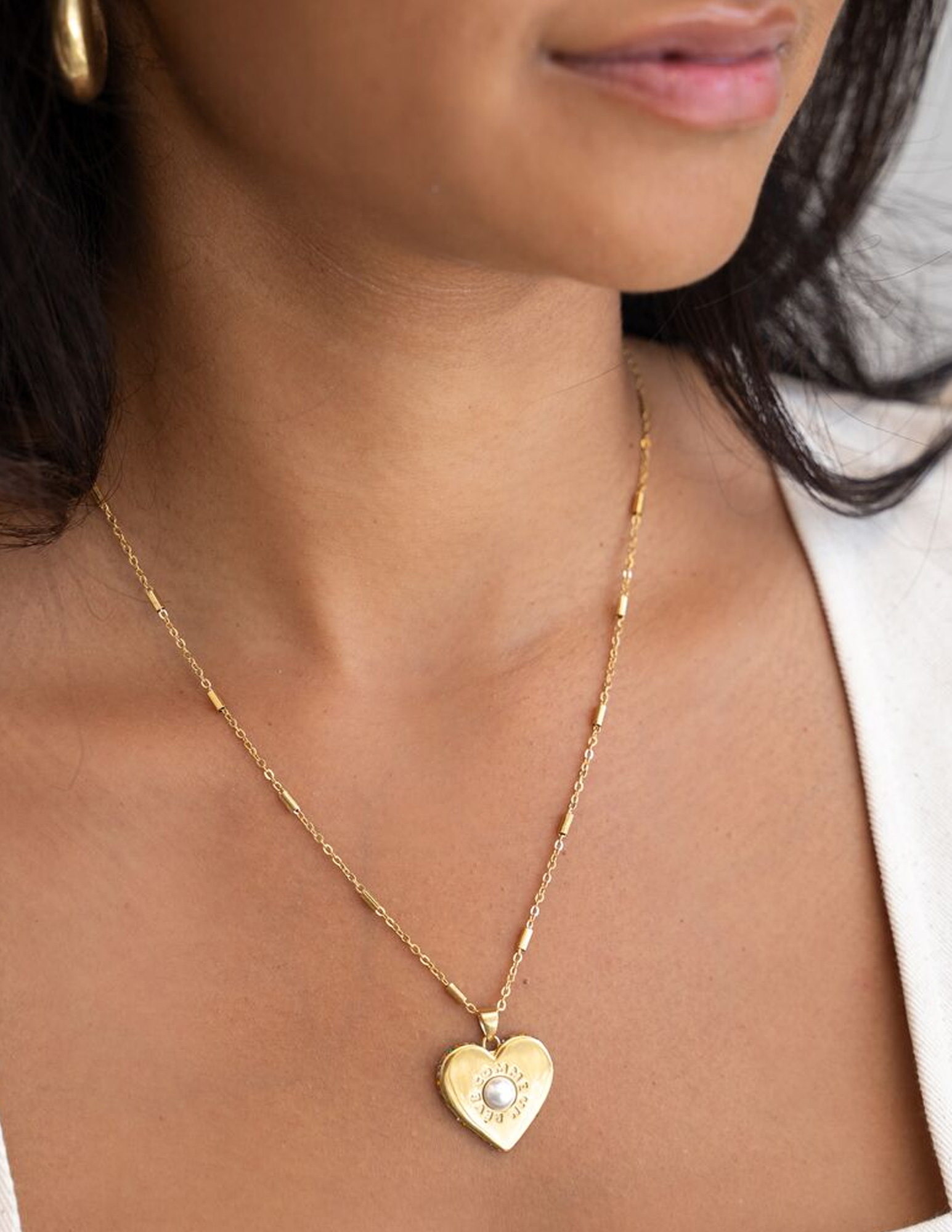 My Jewellery Ketting met hart en parel MJ11309 Zilver