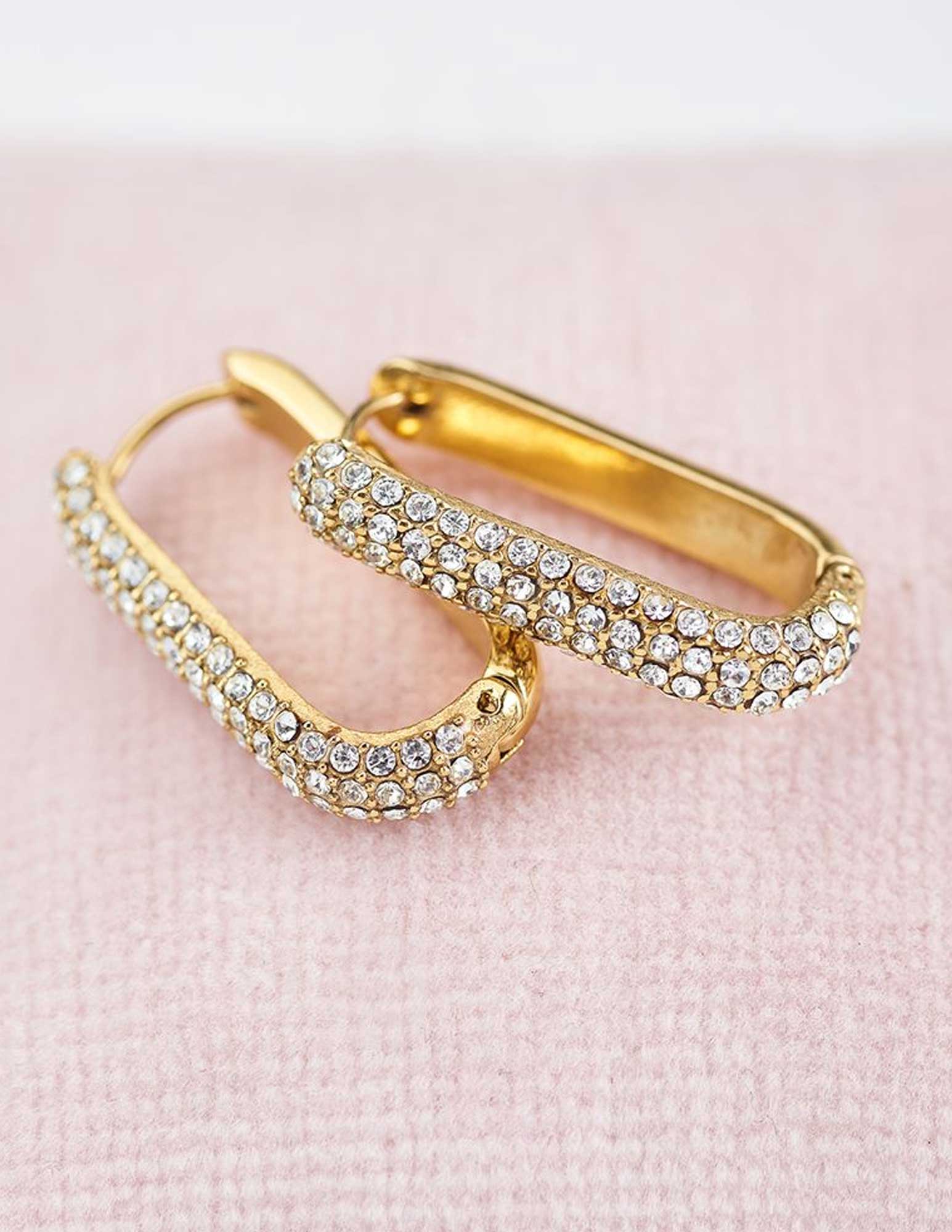 My Jewellery Rechthoekige oorhangers met steentjes MJ05574 Goud