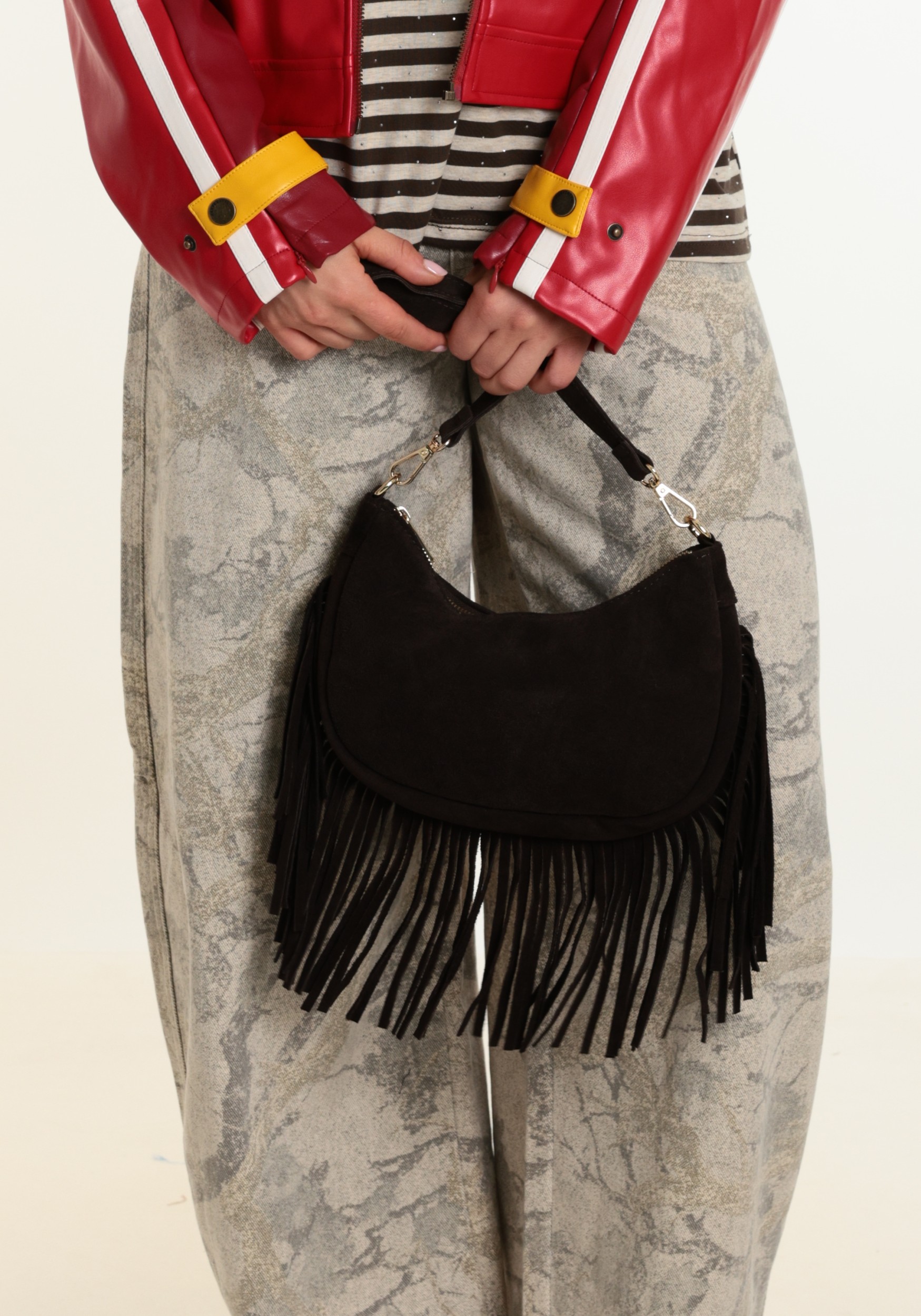 BELIEVE Tas Fringe Fantasy RL-1018 Donker bruin