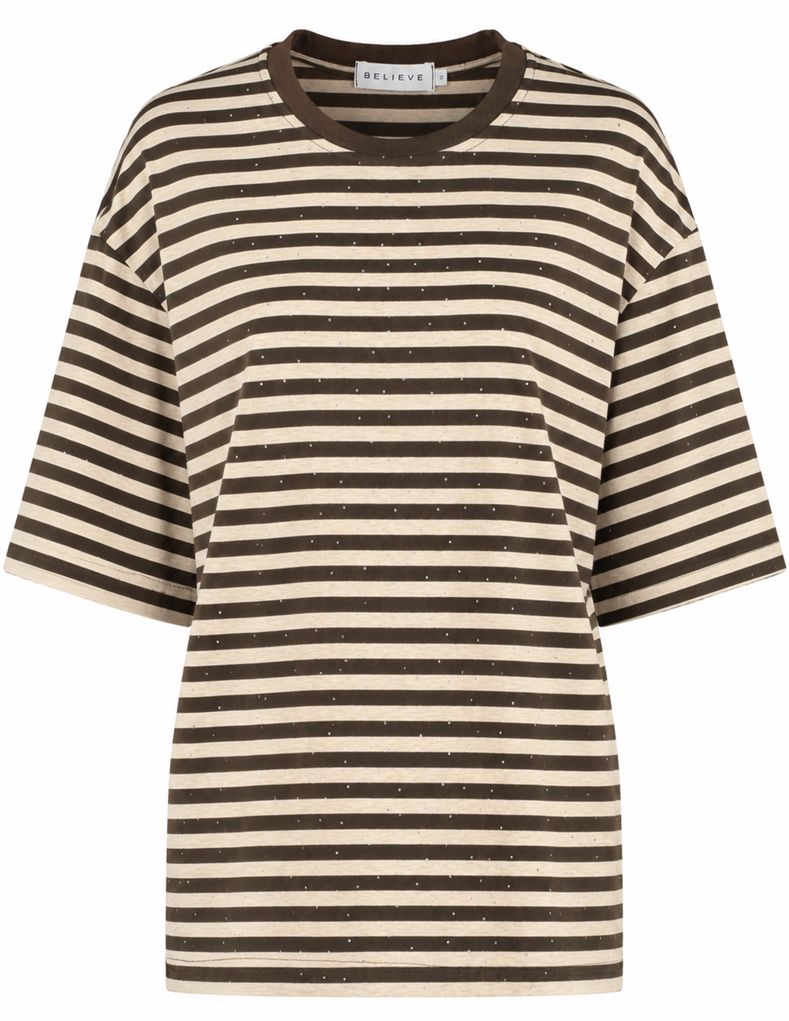 BELIEVE T-shirt Gestreept B-9182-TOP Bruin