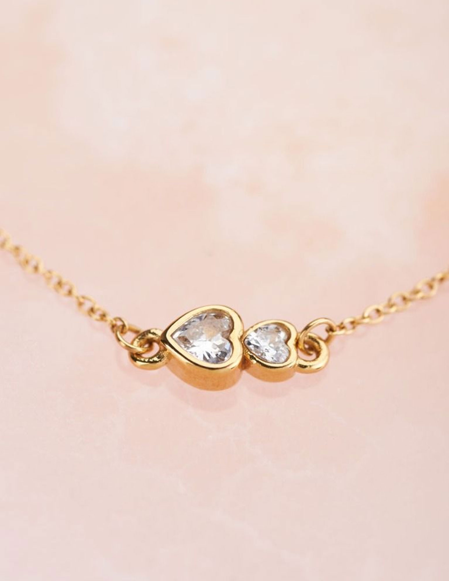 My Jewellery Armband dubbel strass hartje MJ07081 Goud