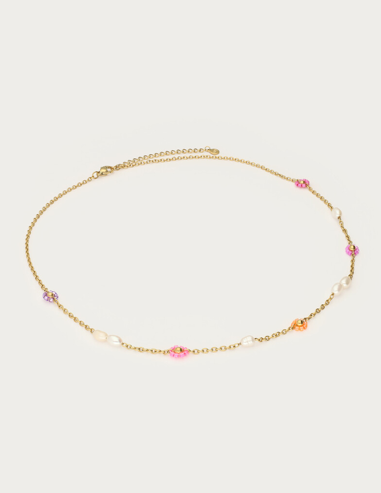 My Jewellery Botanical ketting met bloemen en zoetwaterparels MJ15390 Goud