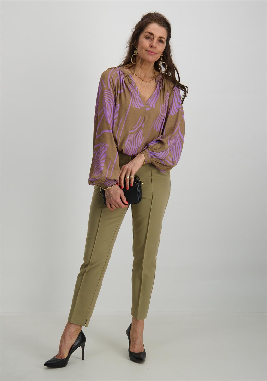 Aaiko BV Blouse Alanza print Licht bruin
