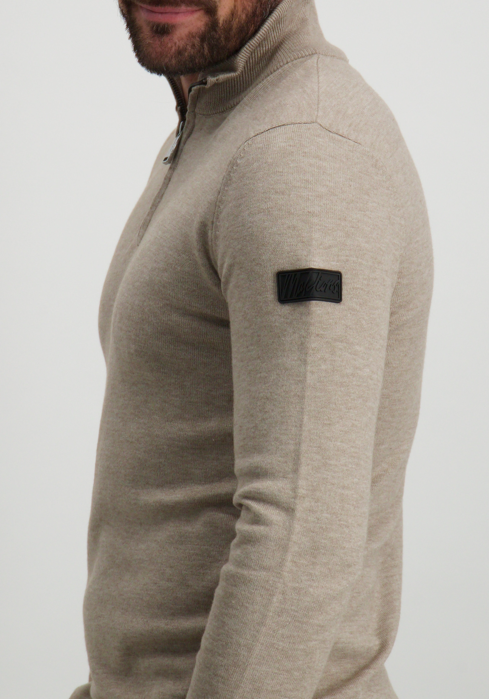 Malelions Trui Quarter zip MM3-AW24-09 Taupe