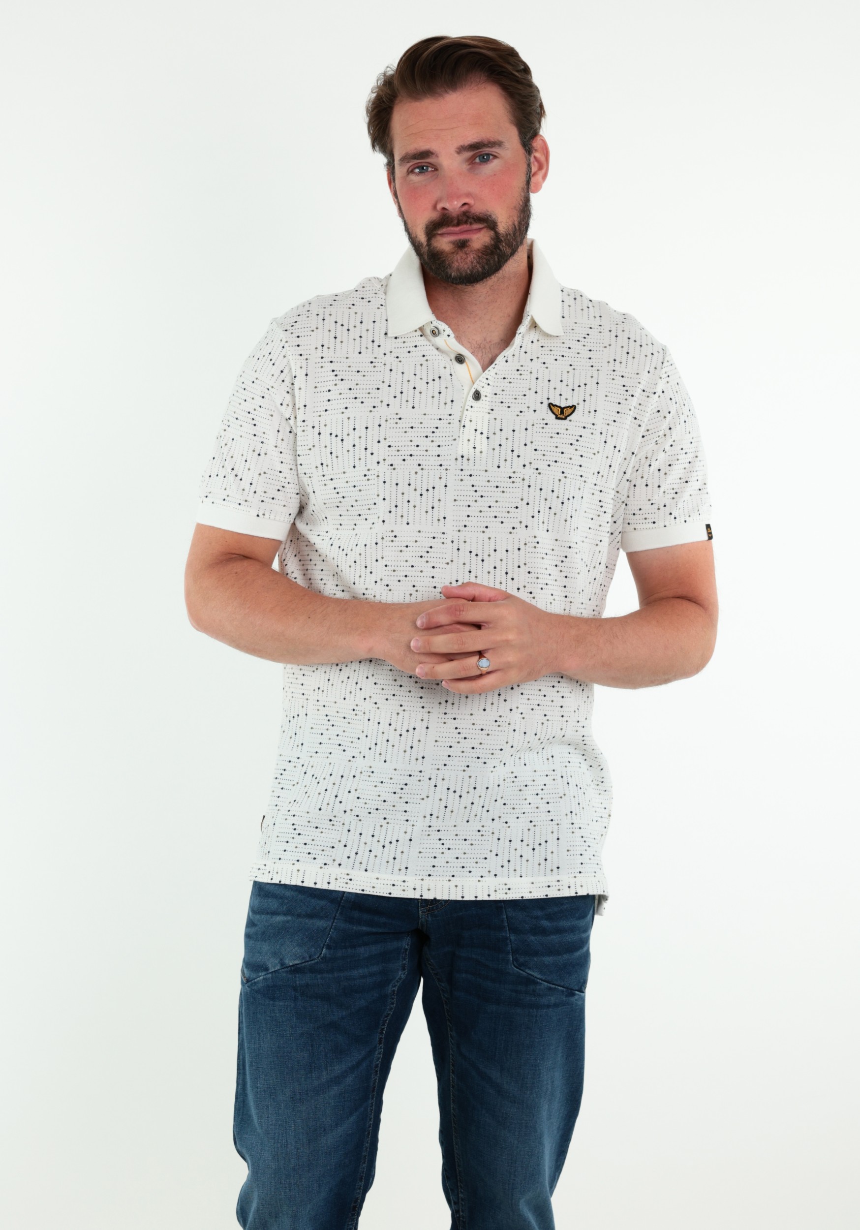 PME Legend Polo all-over print PPSS2605859 Wit