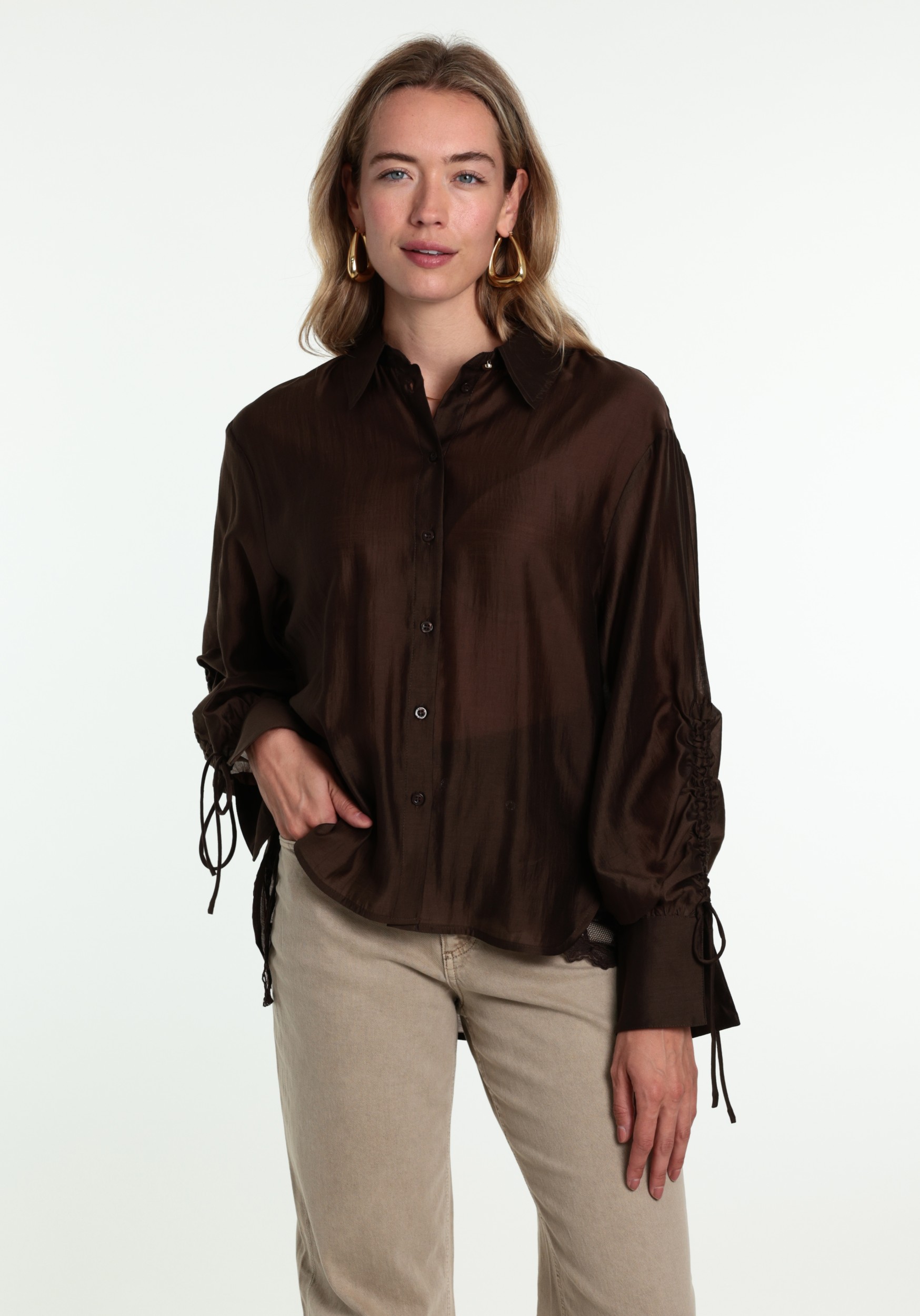 Aaiko BV Blouse MAREL LYO 512 Donker bruin