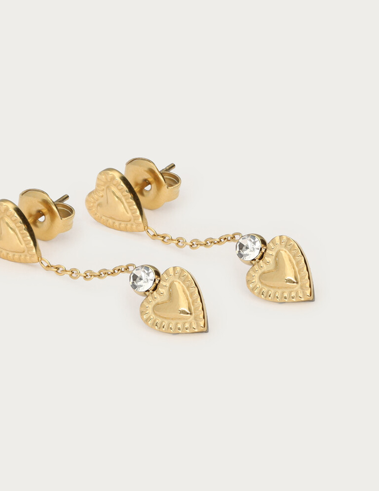 My Jewellery Oorhangers met dubbele detail hartjes MJ14776 Goud