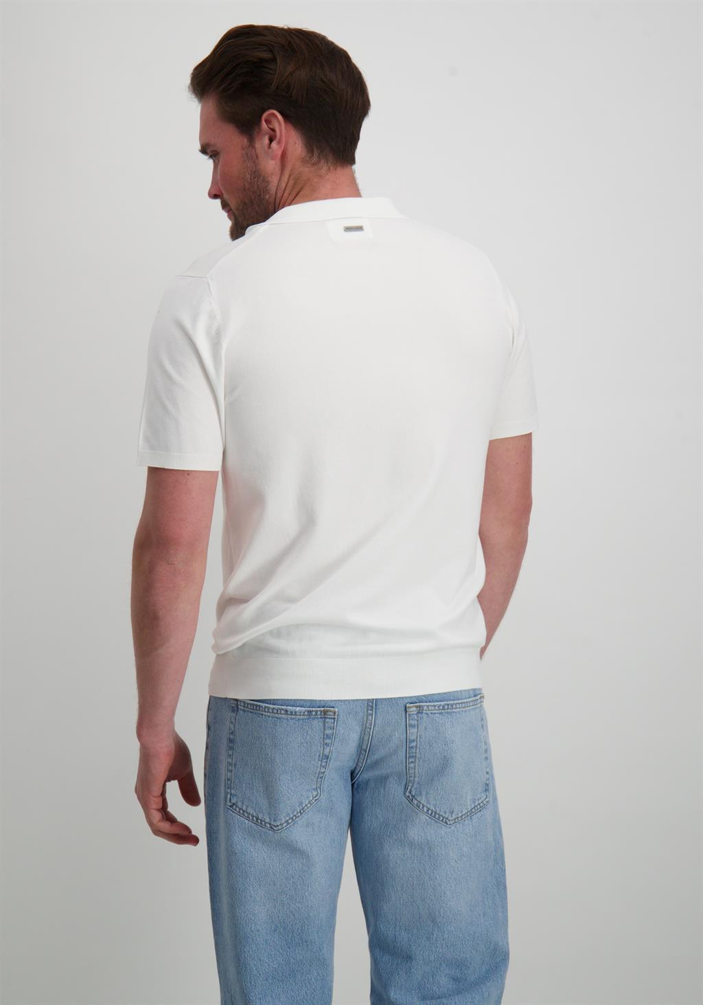 Pure White Polo met rits 24010804 Wolwit-ecru