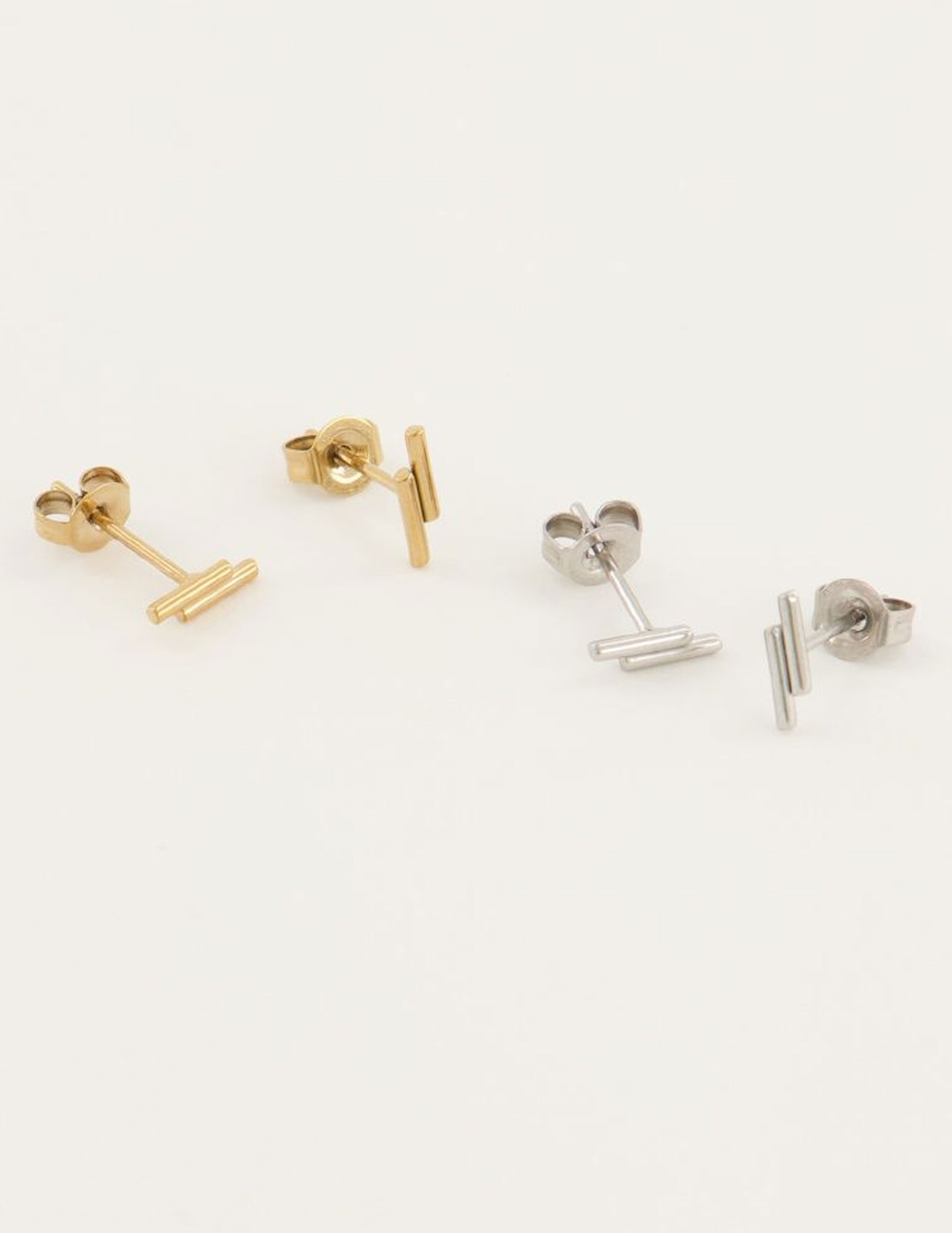 My Jewellery Studs dubbel staafjes MJ04760 Zilver