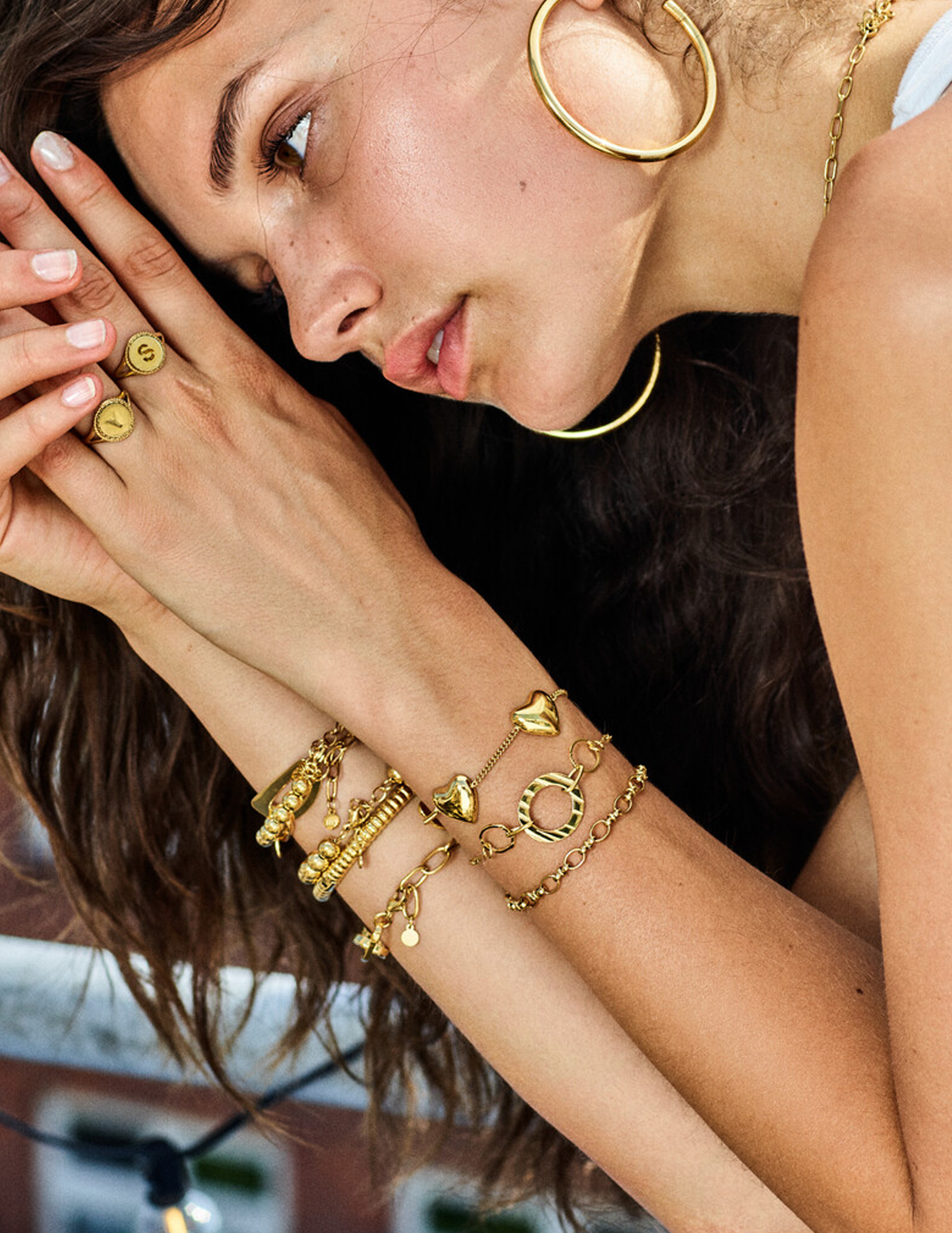 My Jewellery Bold armband drie hartjes MJ14119 Goud