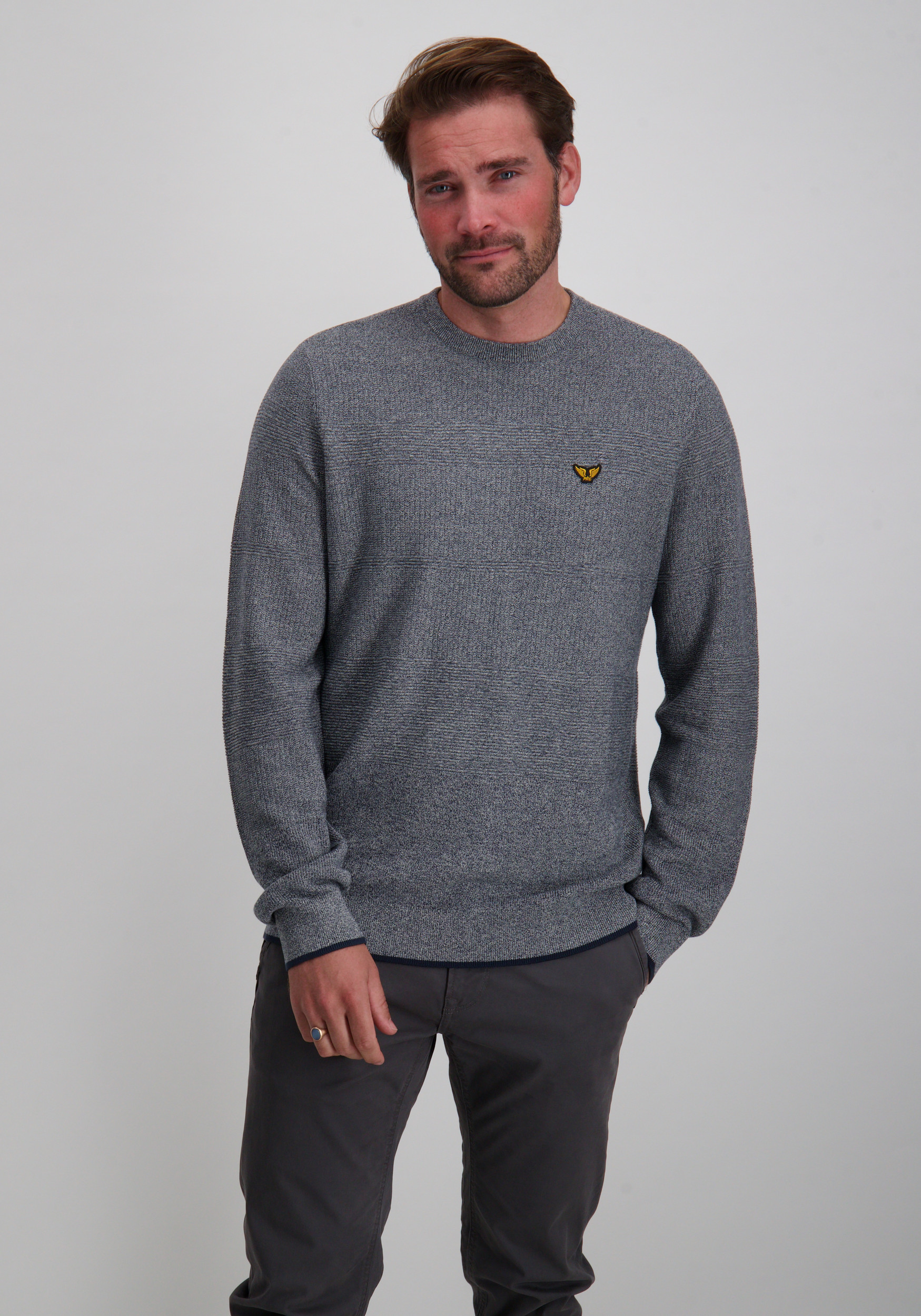 PME Legend Trui structure PKW2508305 Donker blauw