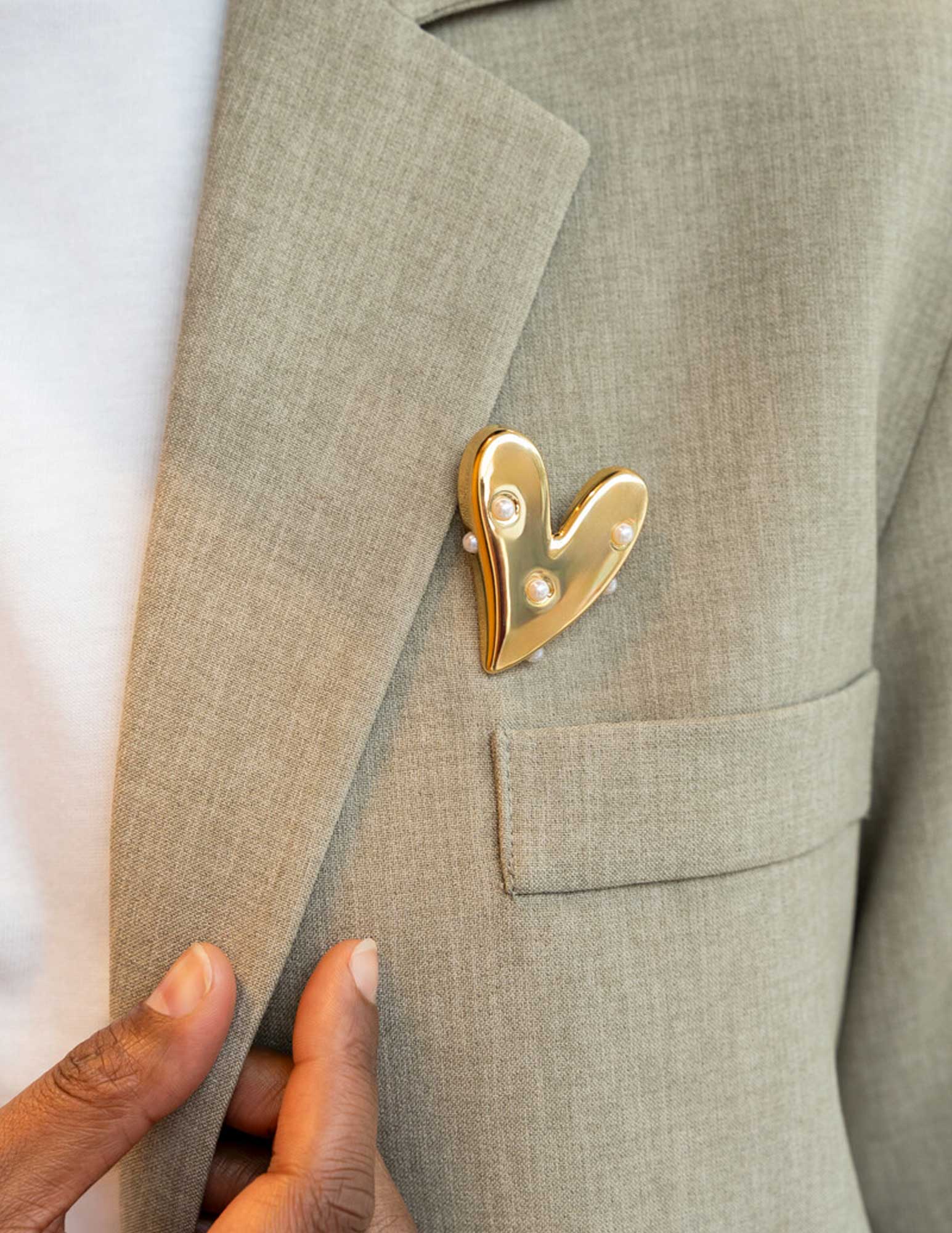 My Jewellery Pearl heart broche MJ13587 Goud