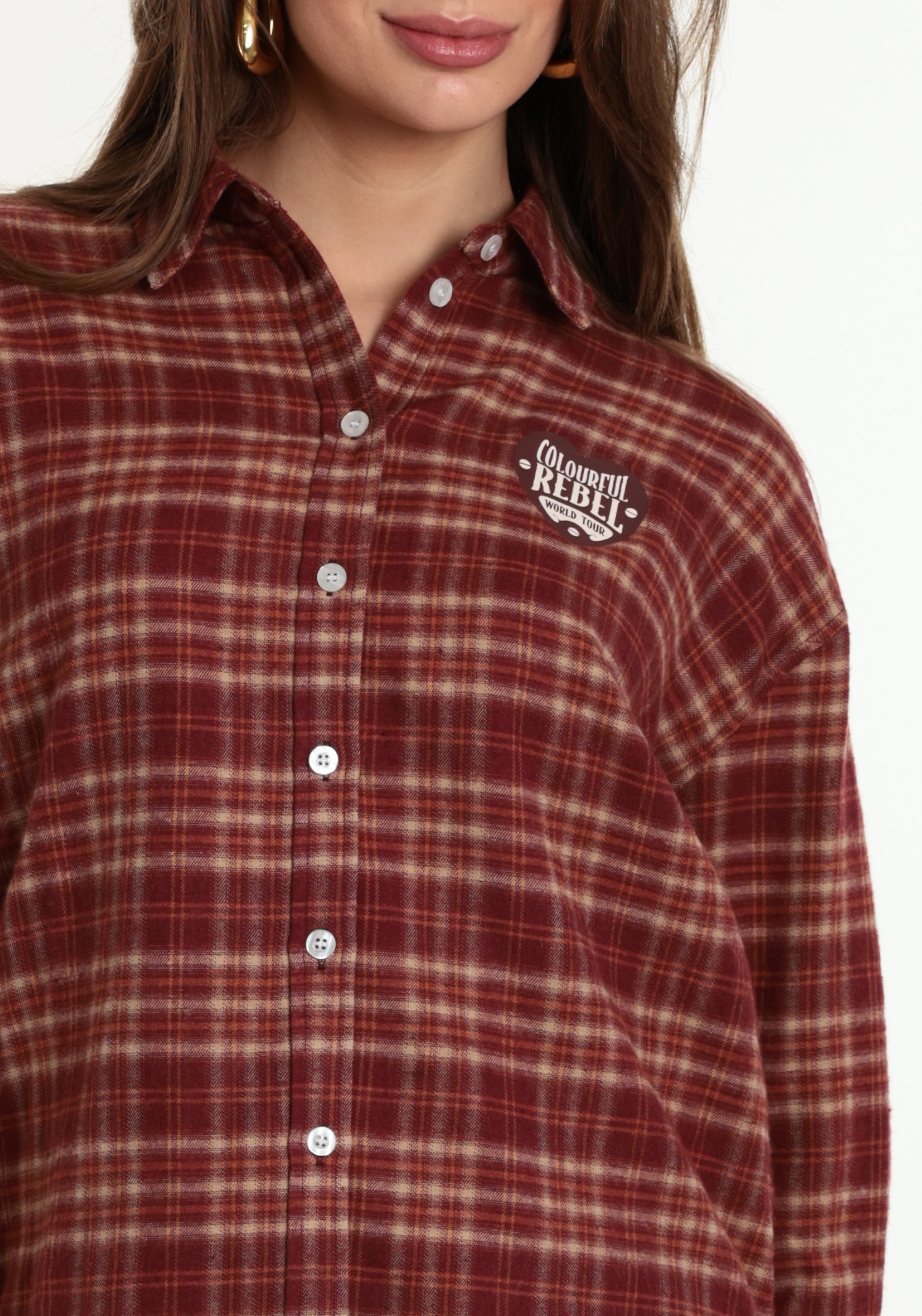 Colourful Rebel Blouse Talia checked WB118043 Rood
