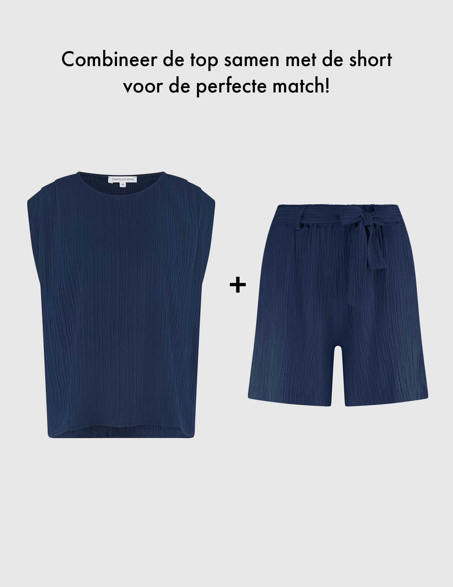 Tramontana Korte broek Crinkled S01-16-102 Donker blauw