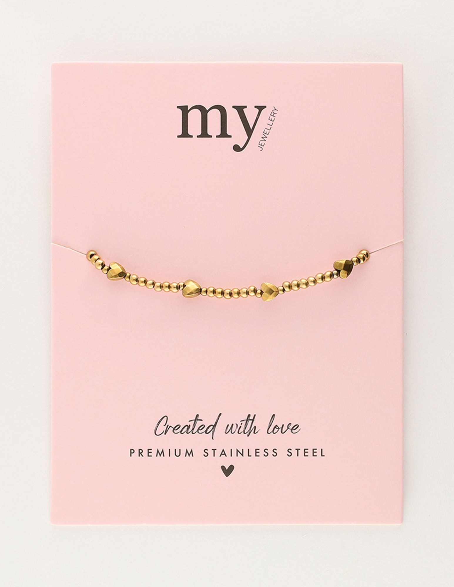 My Jewellery Kralen armband met hartjes MJ11055 Goud