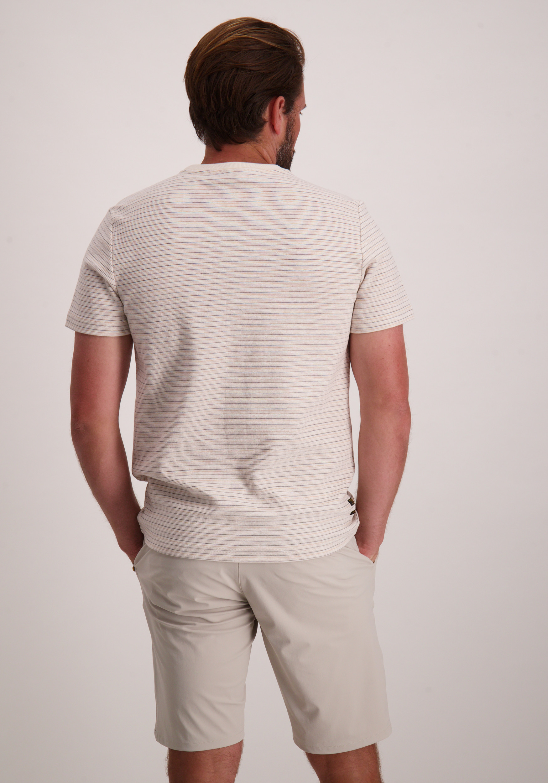 PME Legend T-shirt Gestreept PTSS2506555 Wolwit-ecru