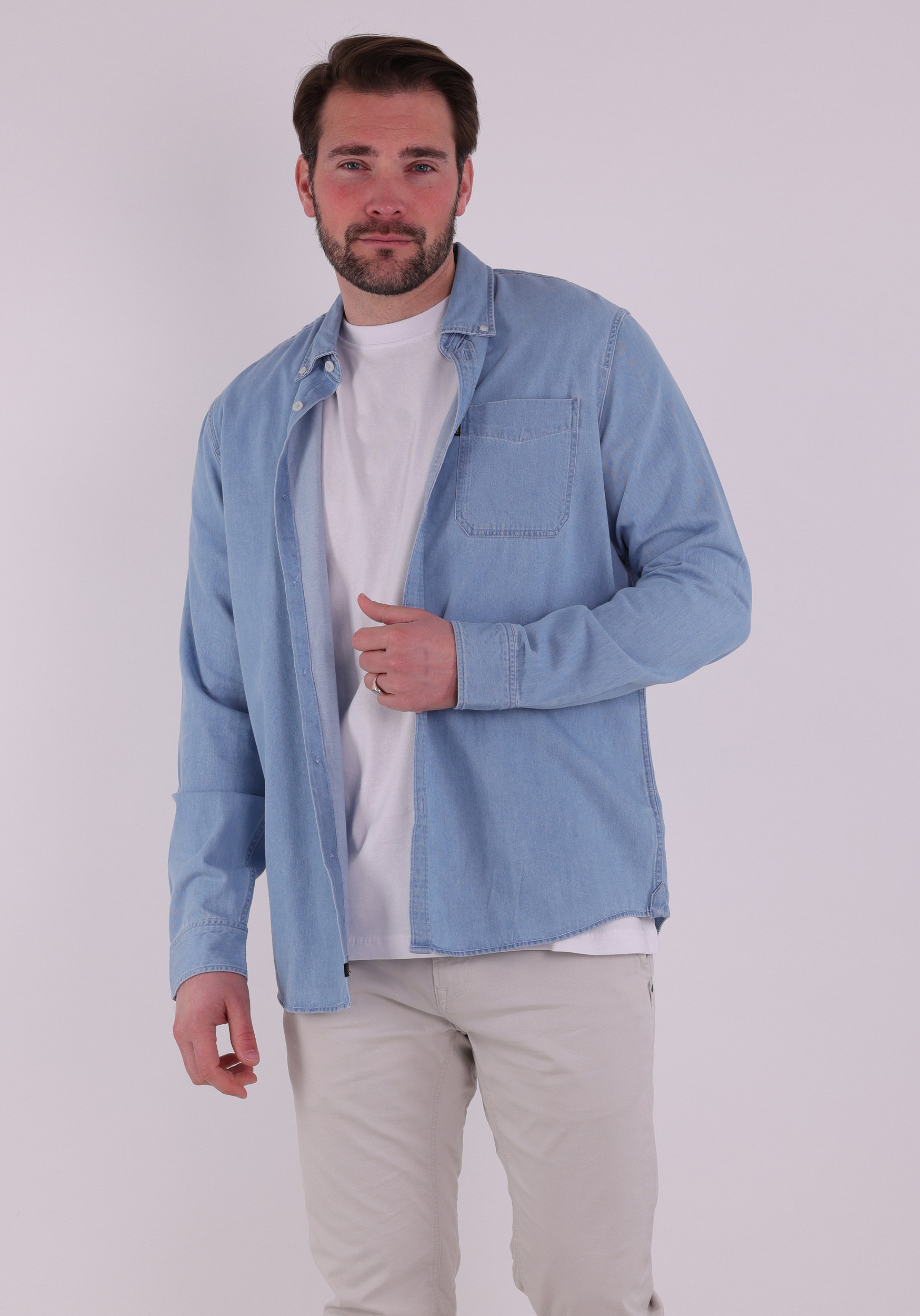 PME Legend Overhemd denim PSI2602238 Licht blauw