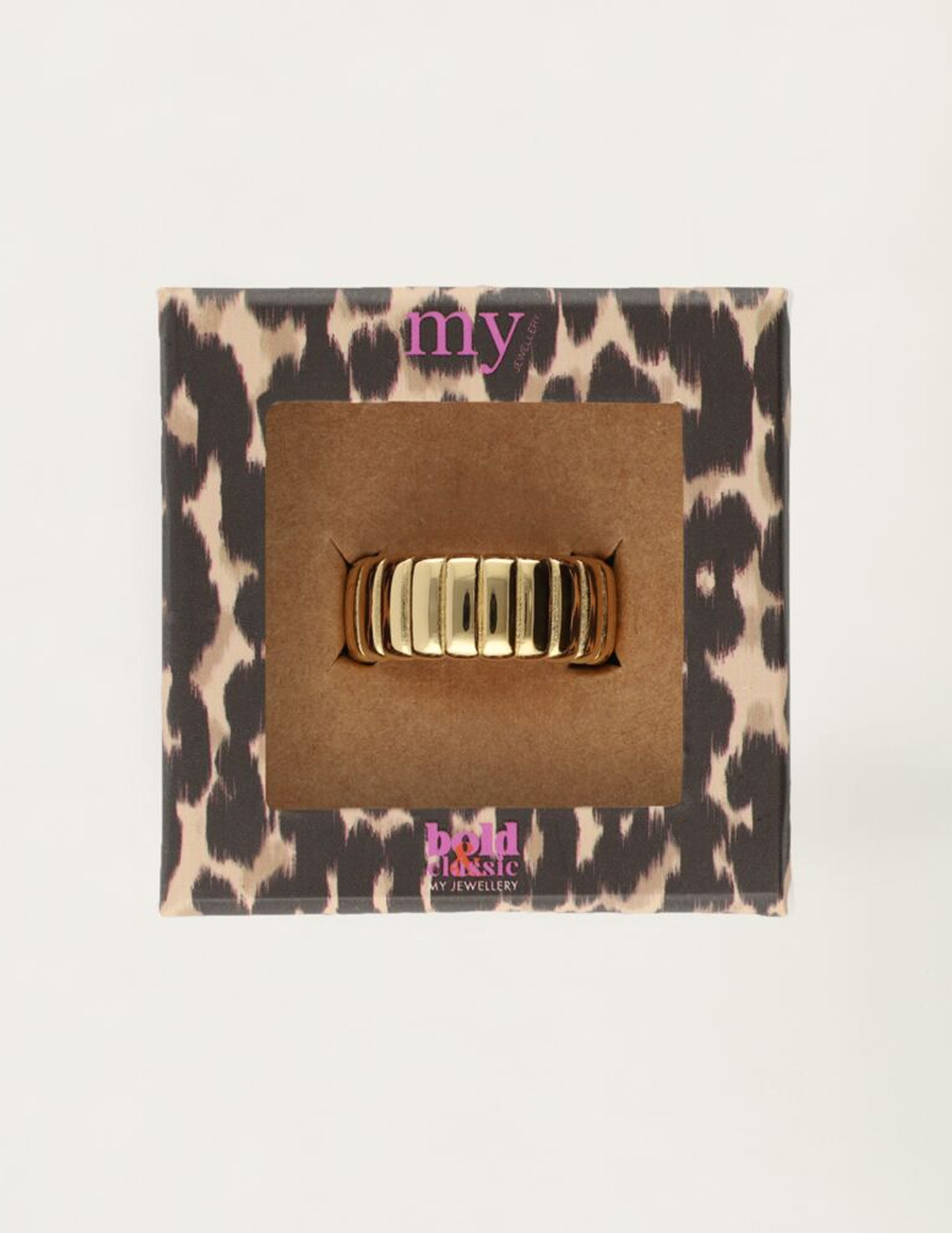 My Jewellery Bold ring met ribbels MJ11535 Goud
