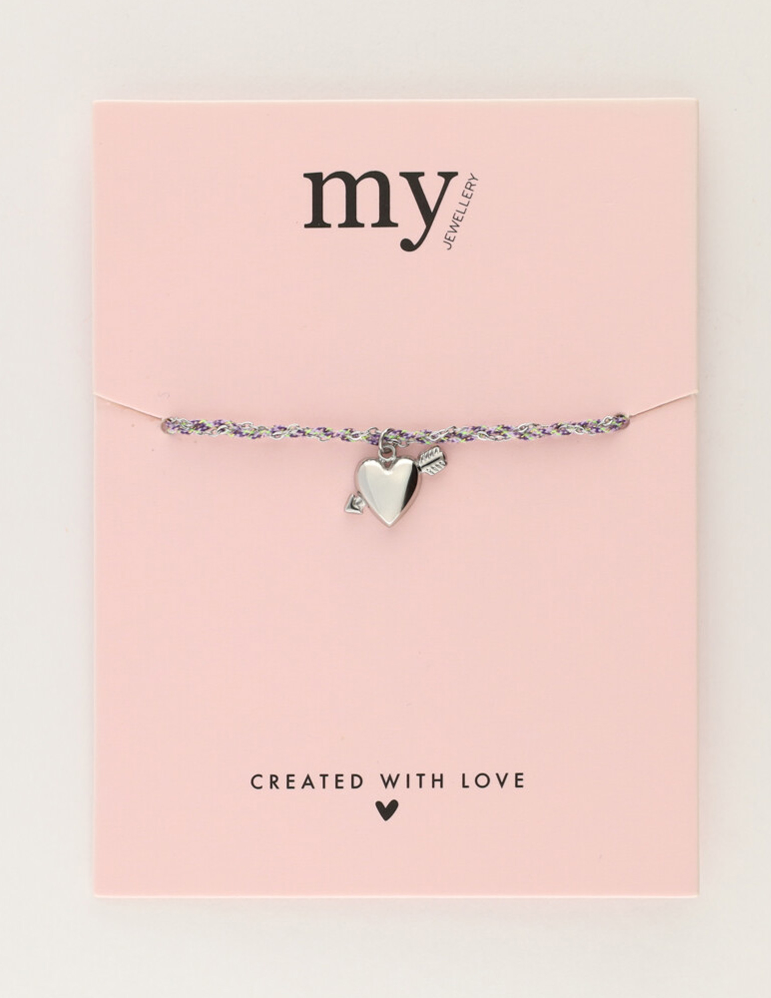 My Jewellery Sunrocks koord armband cupido hart MJ12209 Zilver