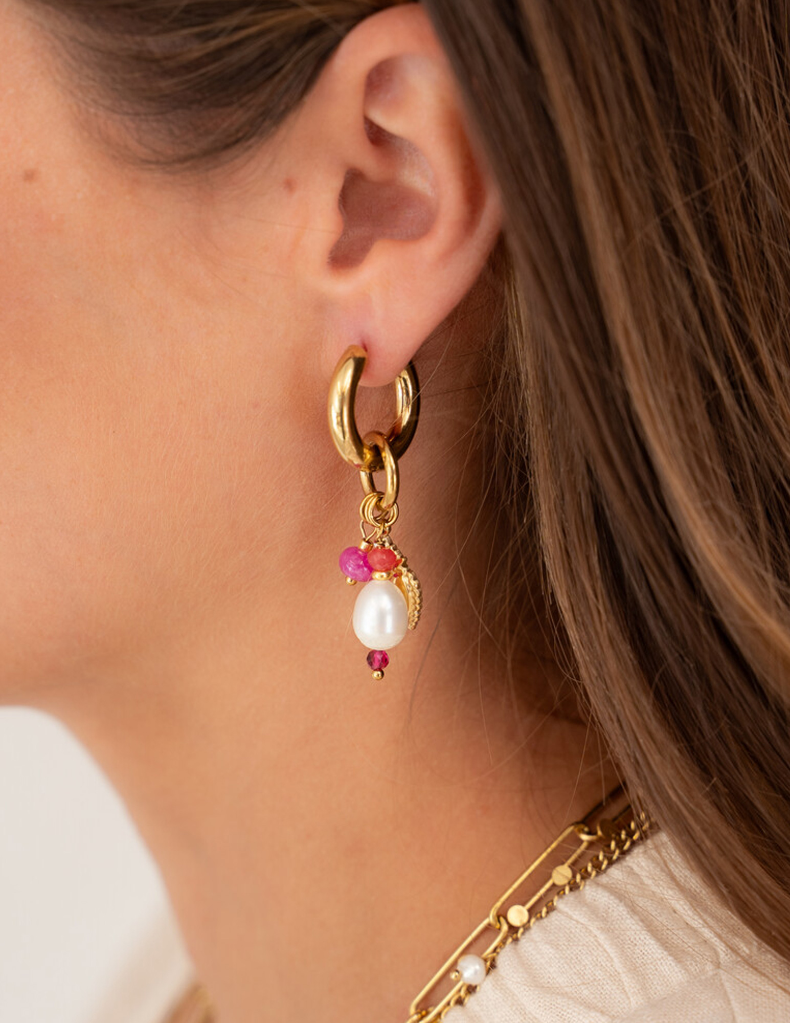 My Jewellery Fruits de Mer oorringen met parel MJ13164 Goud