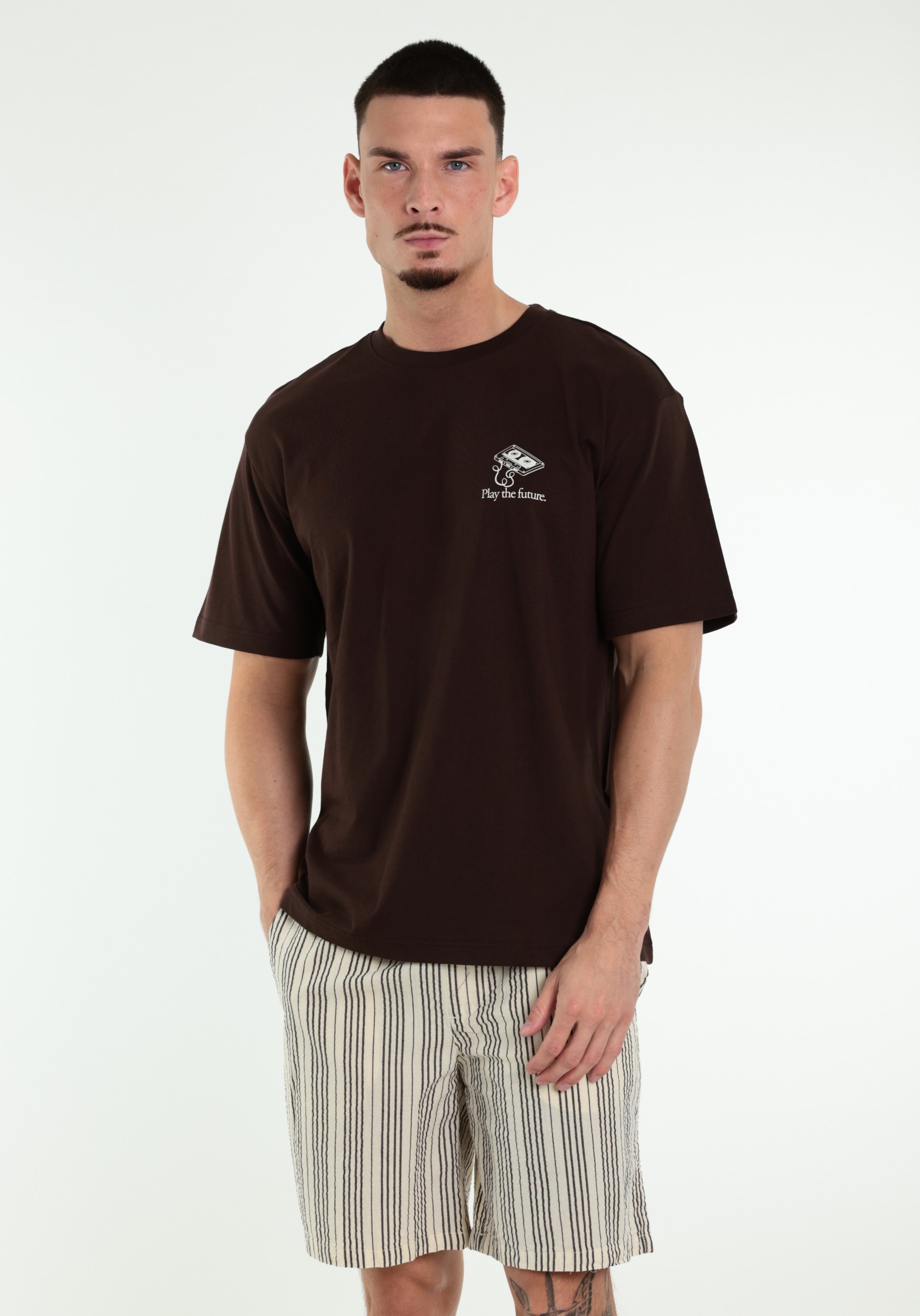 ONLY & SONS T-shirt Vibes 22039617 Donker bruin