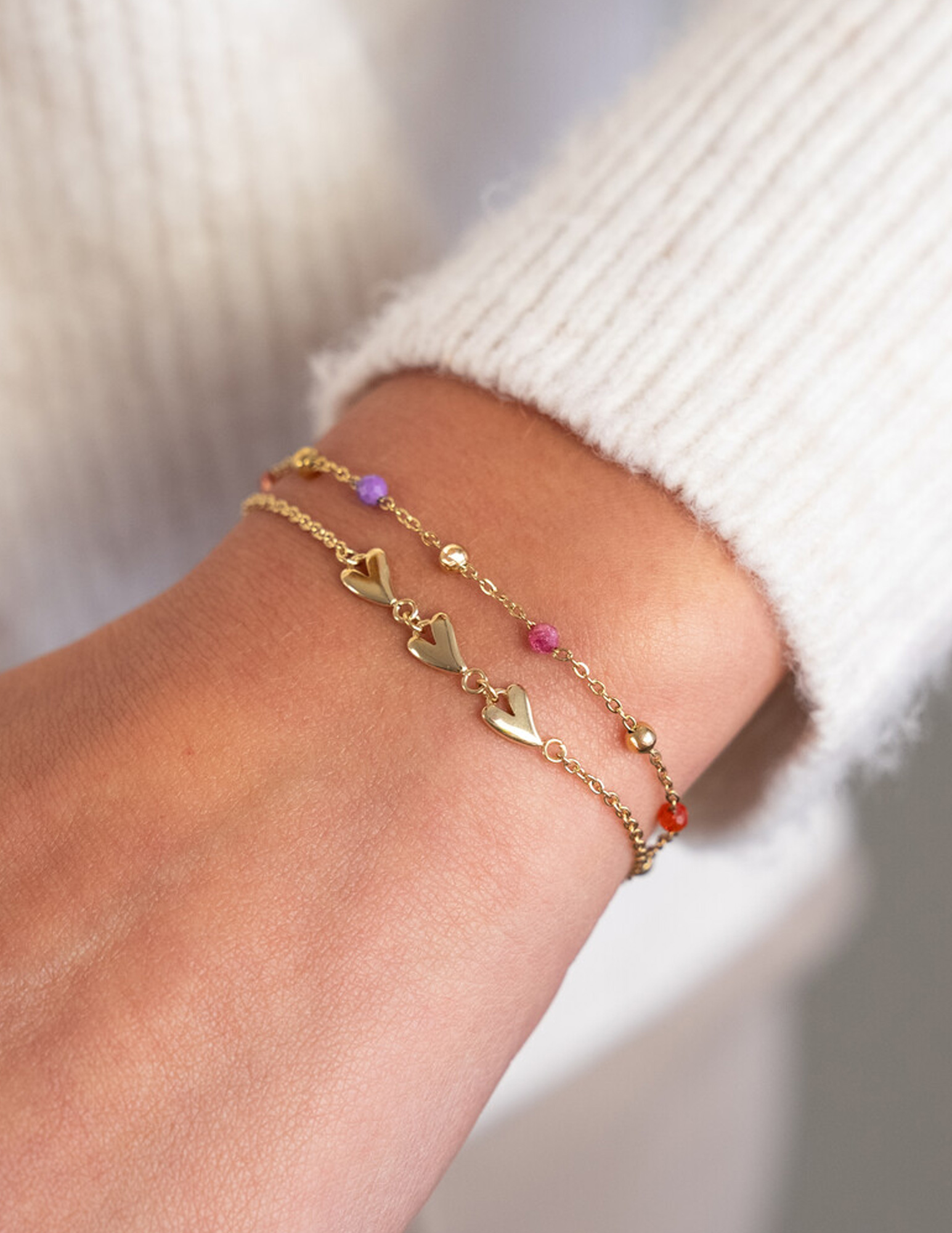 My Jewellery Armband met drie hartjes MJ12127 Zilver