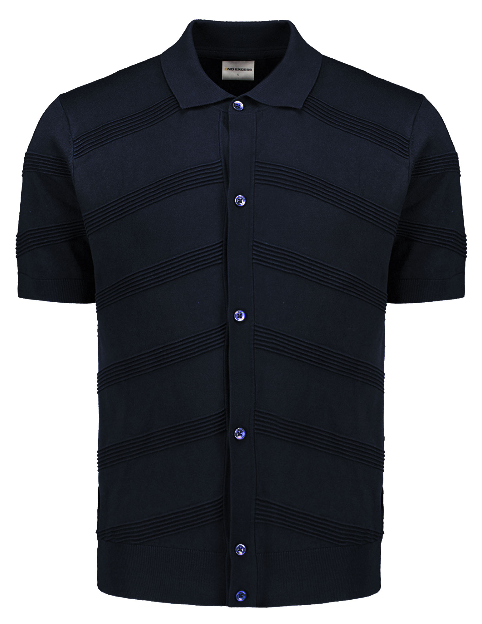 No Excess Polo full button 27210271 Blauw
