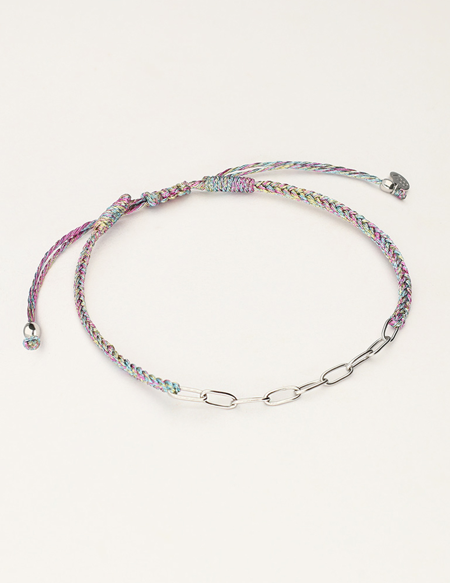 My Jewellery Multikleur touw armband met schakels MJ11627 Zilver